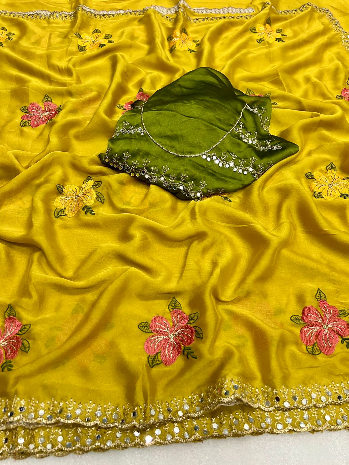 Soft Rangoli Silk with Embroidery Work