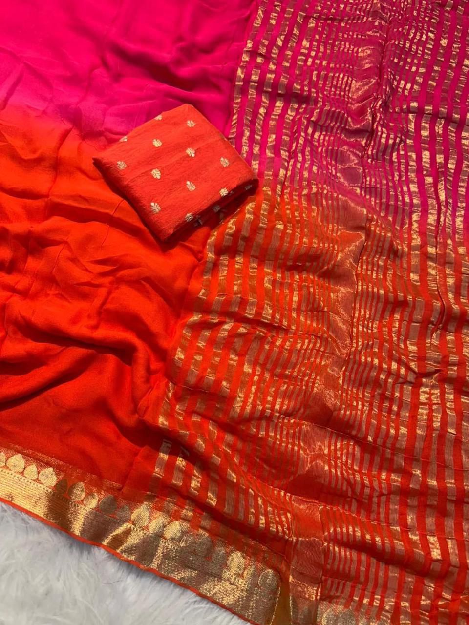 Soft Viscouse Georgette Shade Sarees