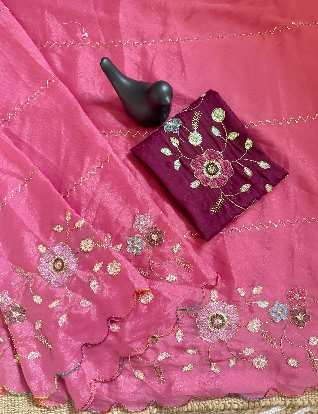 Star Georgette fabric with Beautiful Pastel Range Saree featuring intricate multi-thread work