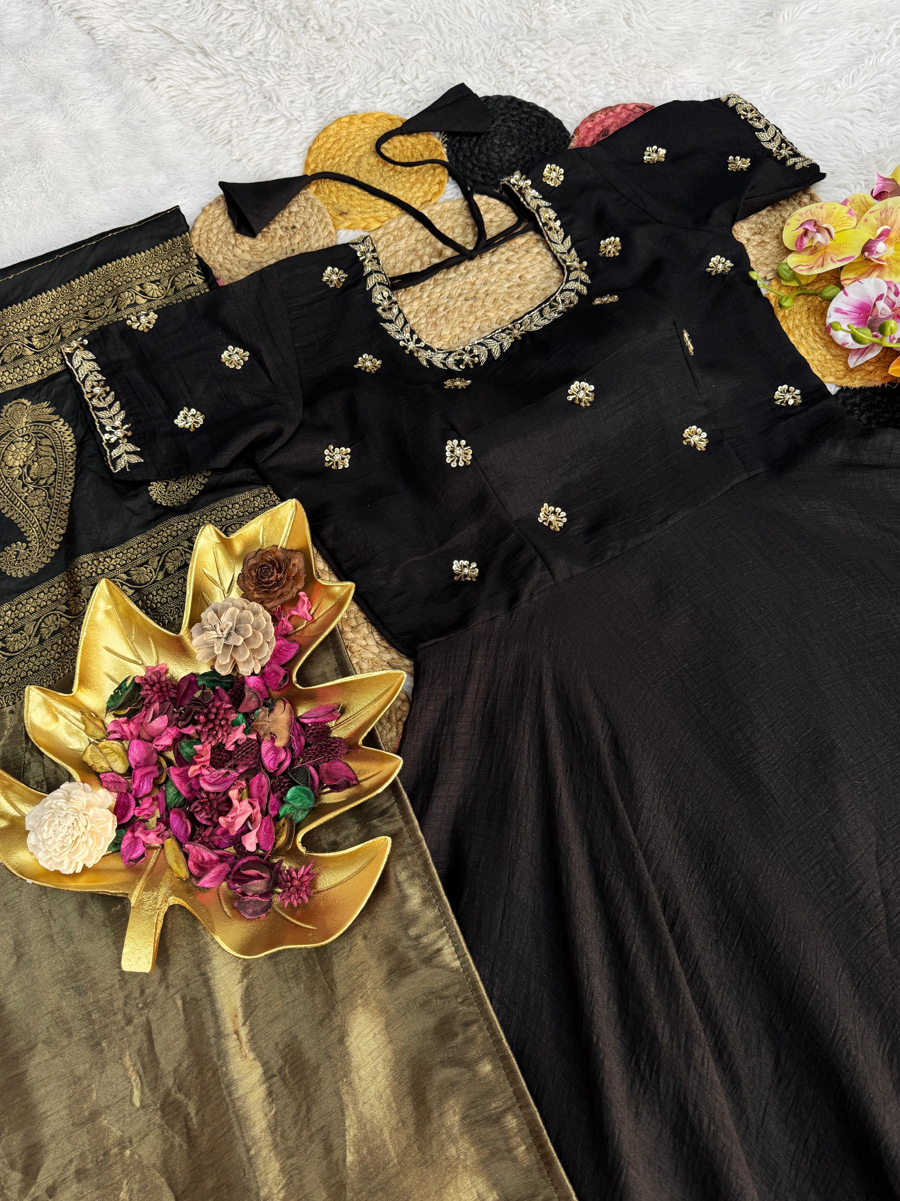 Trending Big Boss Tanuja Style Maggam Work Gown