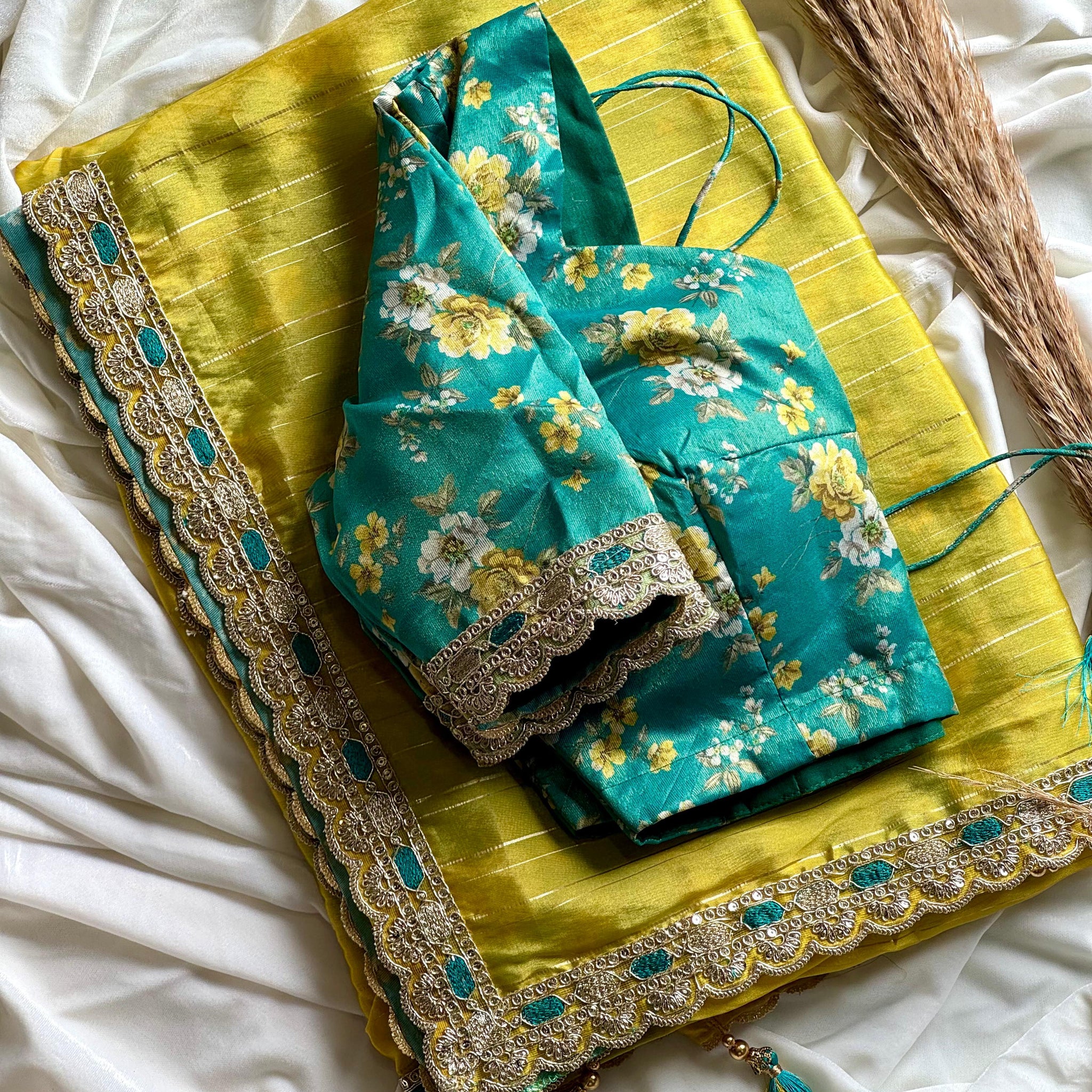 Exclusive & Premium Tussar Silk Saree with Designer Work and Premium Work Stitched Blouse 38