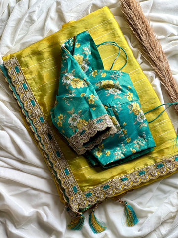 Exclusive & Premium Tussar Silk Saree with Designer Work and Premium Work Stitched Blouse 38