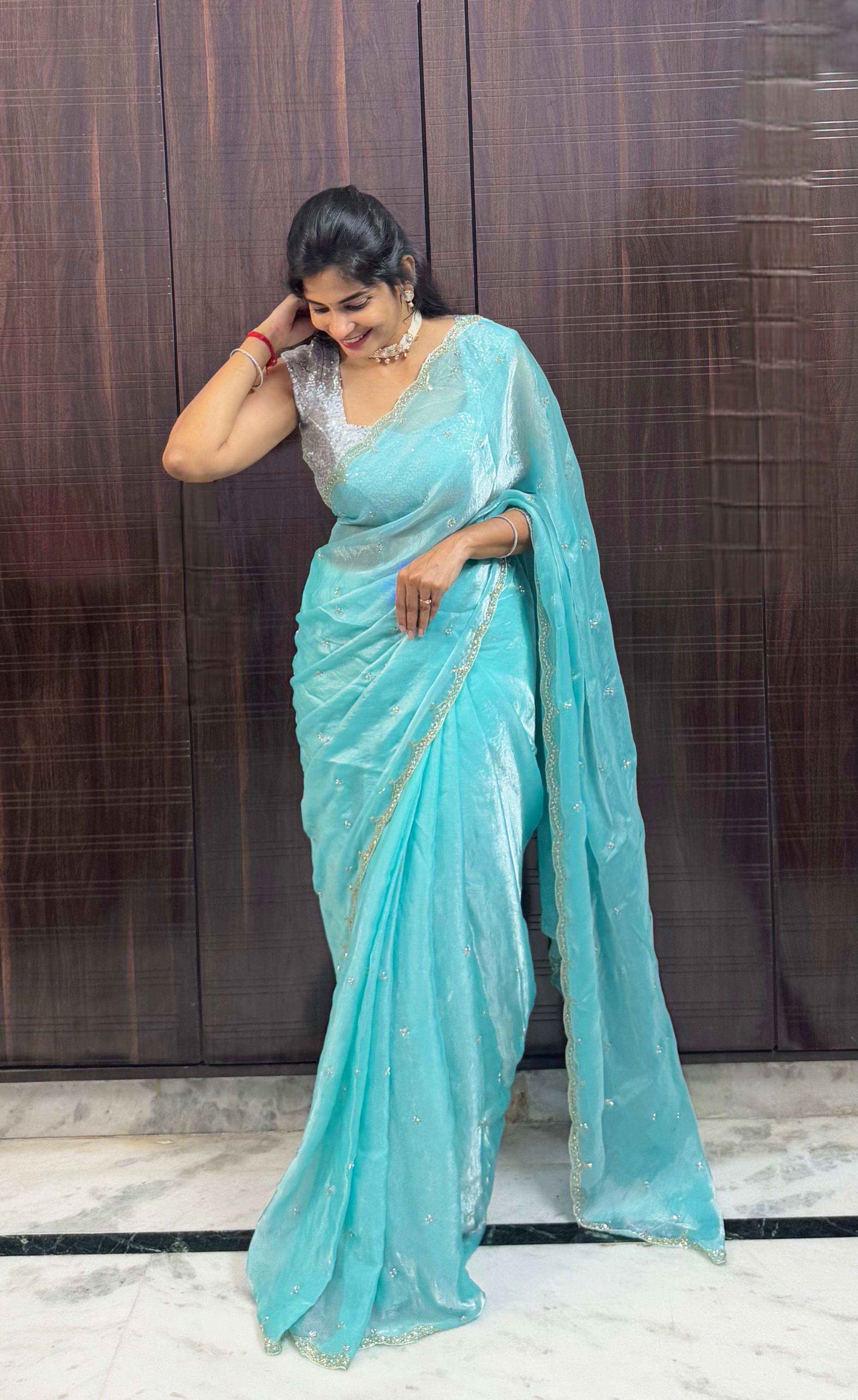 20+ Colors in Celebs Favorite Space Silk Fandy Satin Silk Sarees