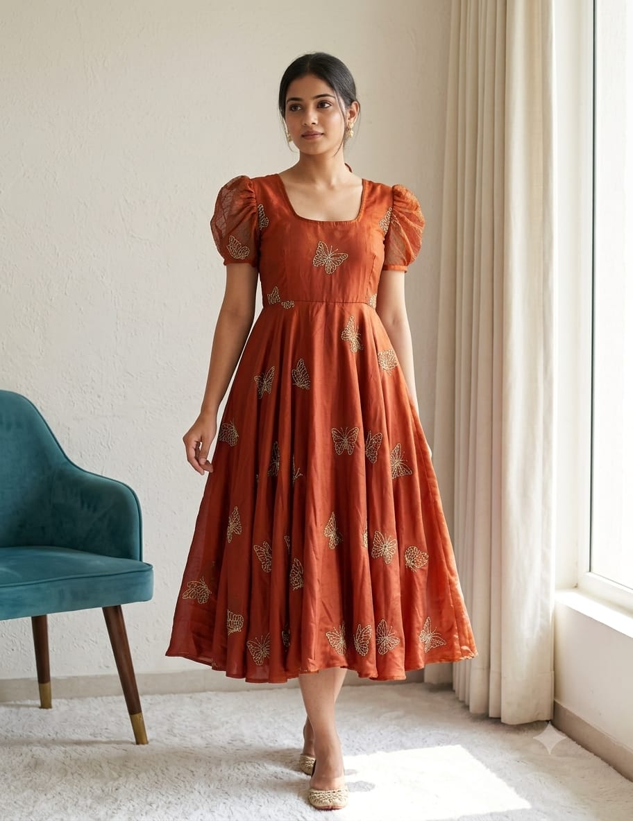 Beautiful Butterfly Designer Beats Sequance Work Dress