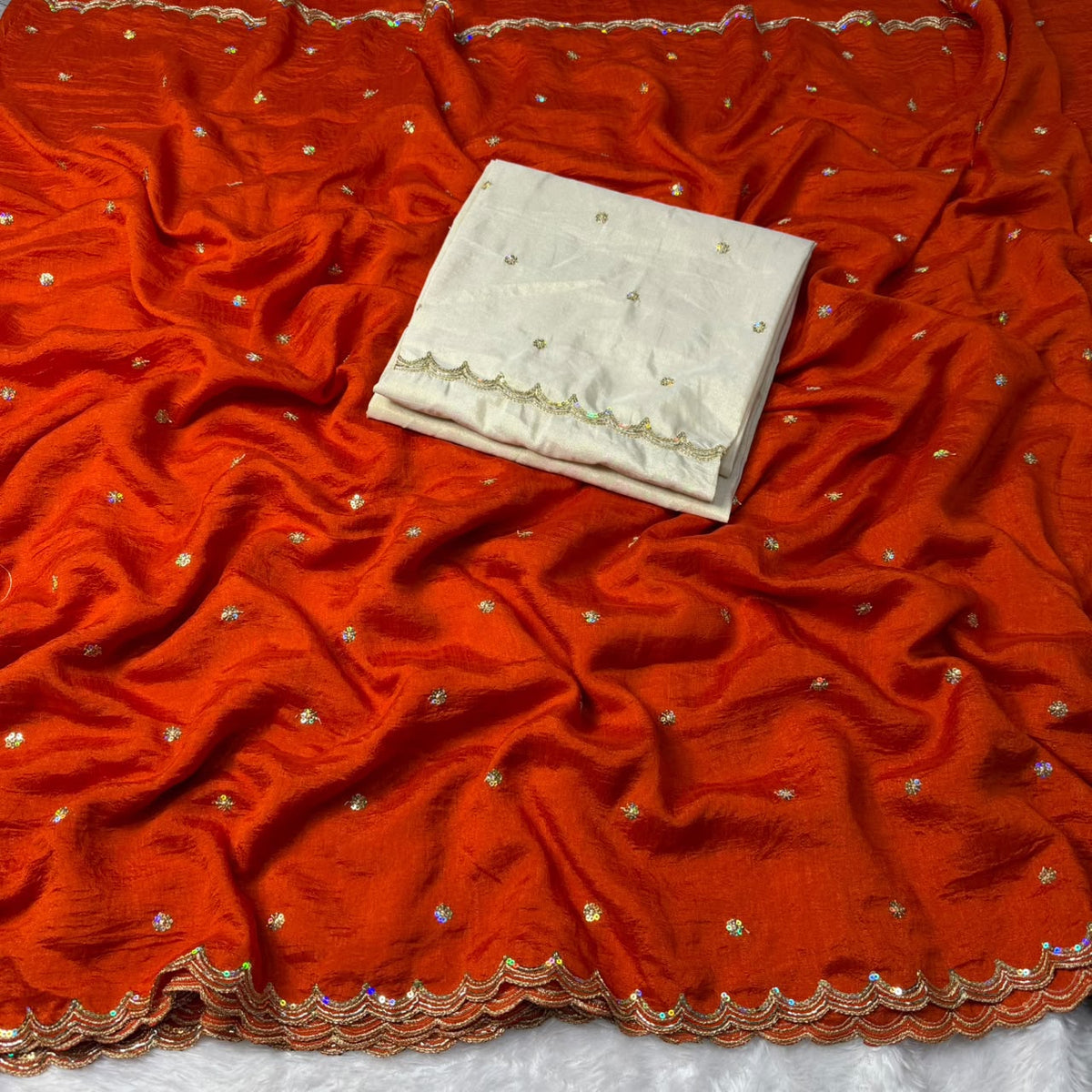 Vichitra Silk Saree Single line Border with Tissue Blouse