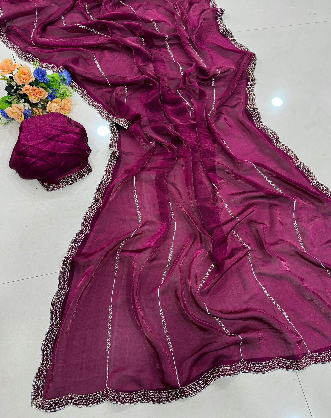 Trendy Space Sattin Silk Saree