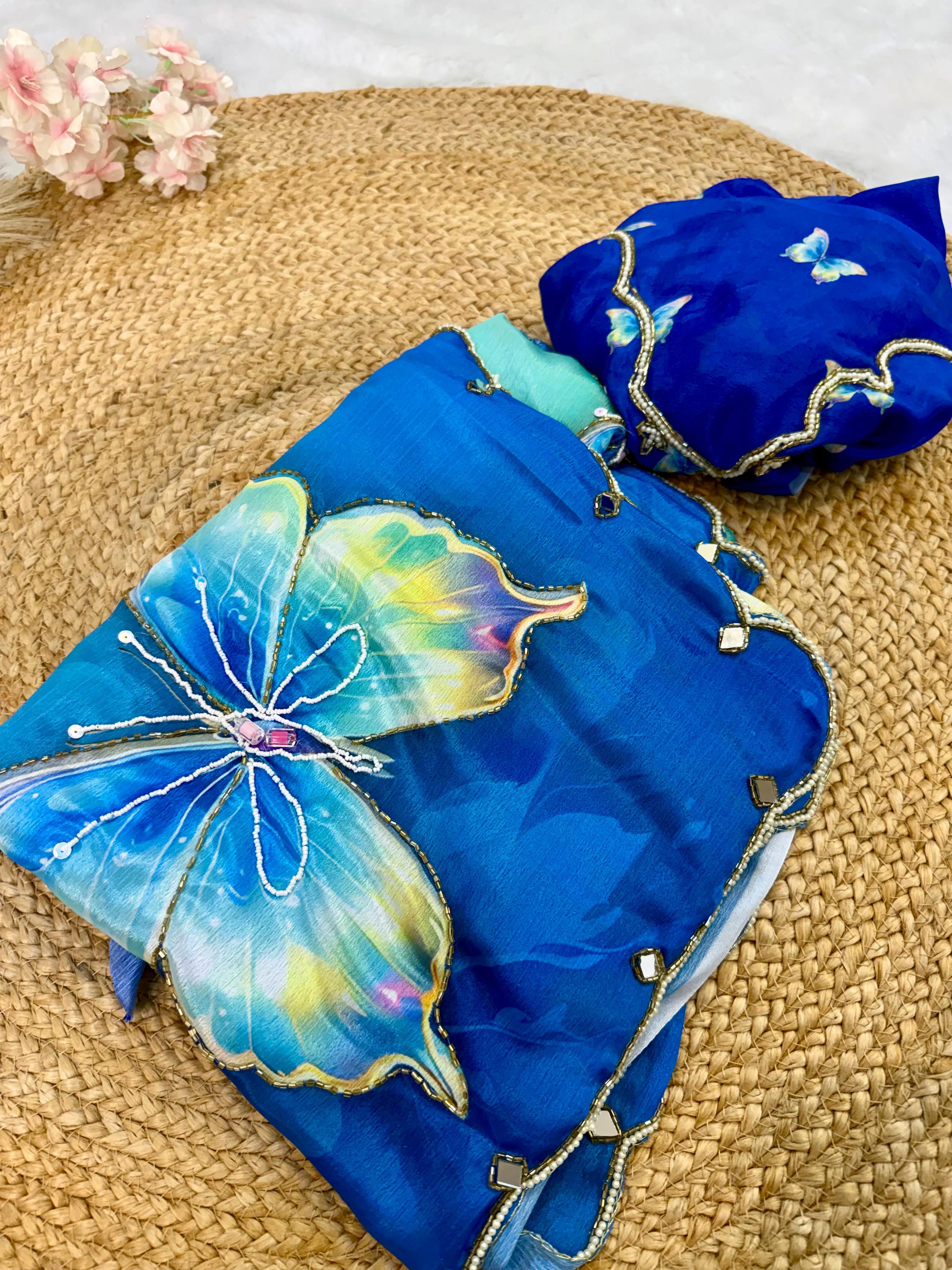 Butterfly Design Rasmalai Silk Sarees