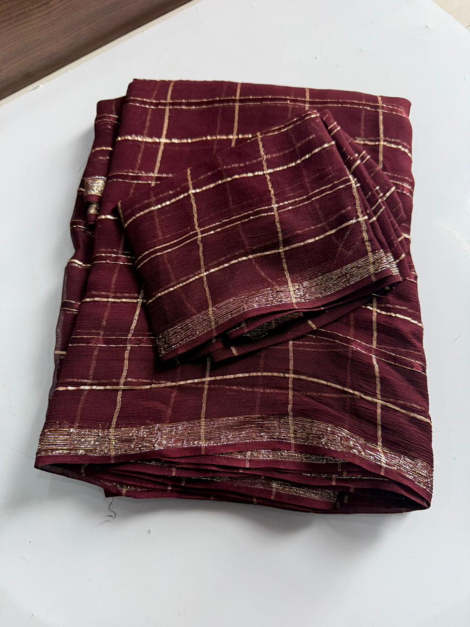 Viscose Georgette Saree With Running Viscose Blouse