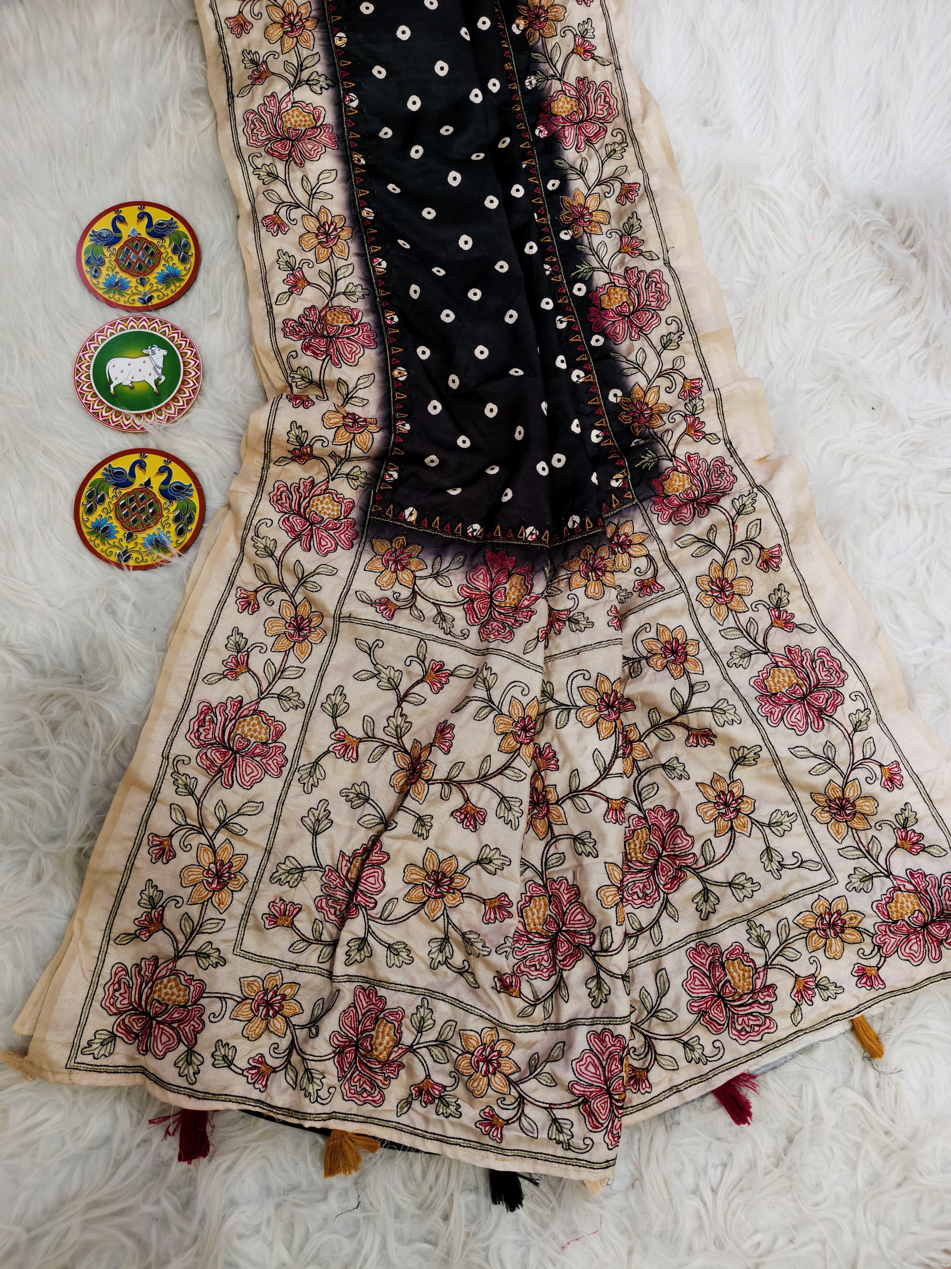 Pure tussar Bandhini saree
