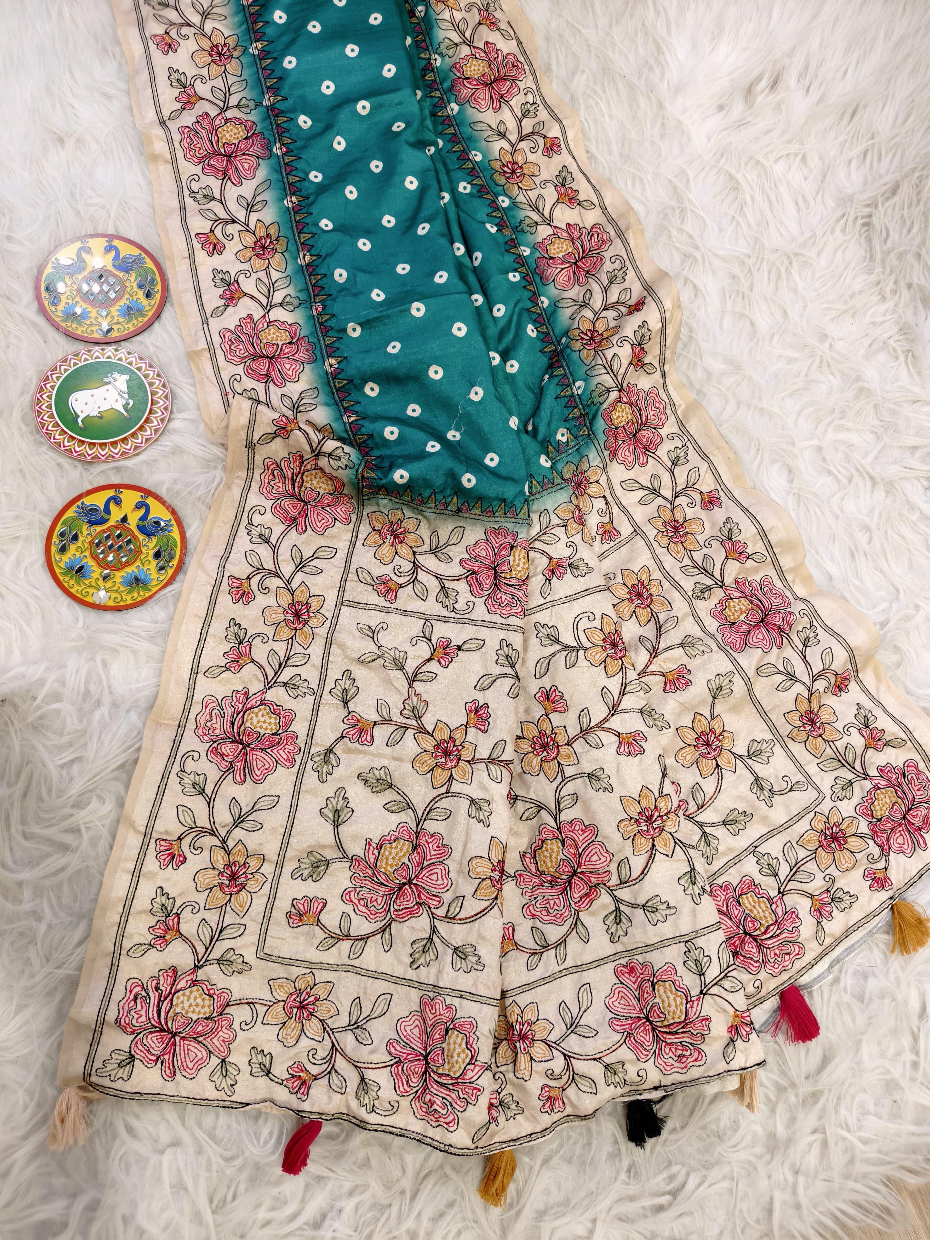 Pure tussar Bandhini saree