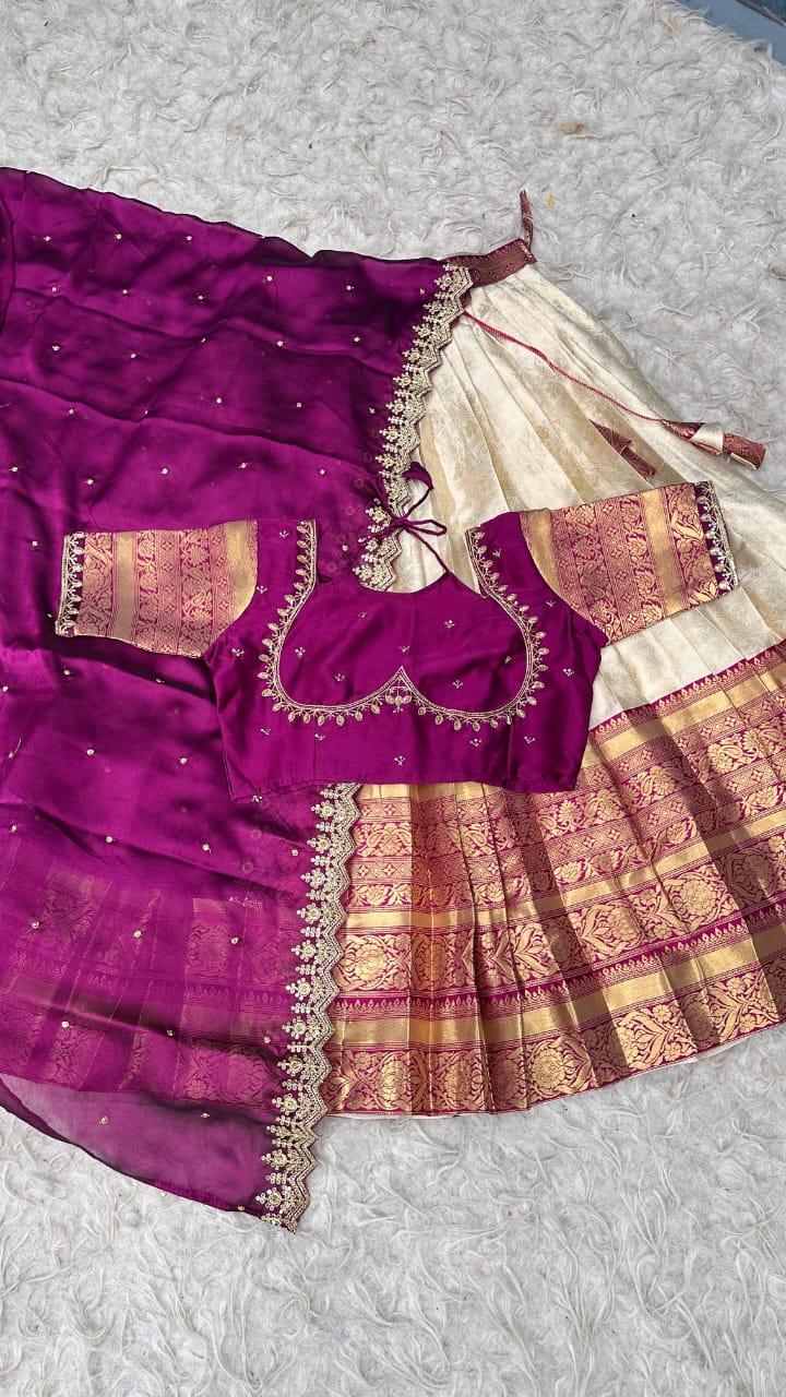 Premium Designer Pure Banarasi Tissue Silk Fully Stitched Lehangas