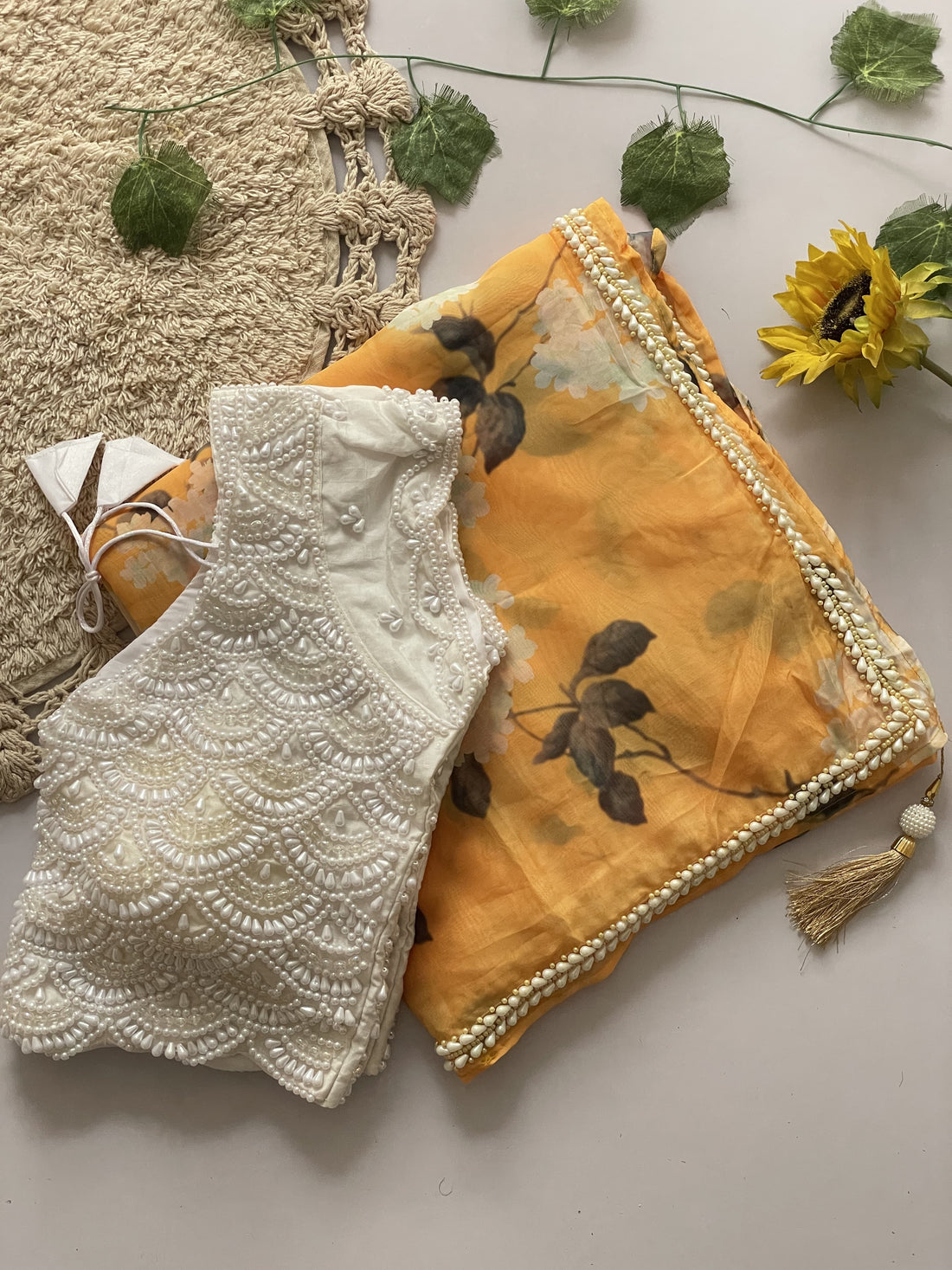 Soft Teby Organza Silk Saree with Premium Handwork