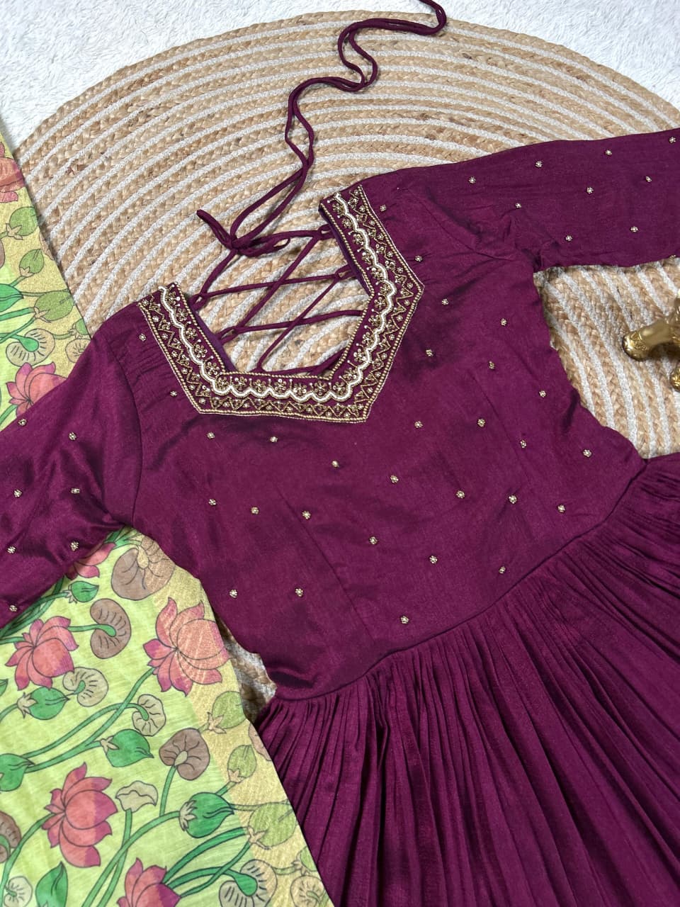 Maggam Work Gown with Dupatta