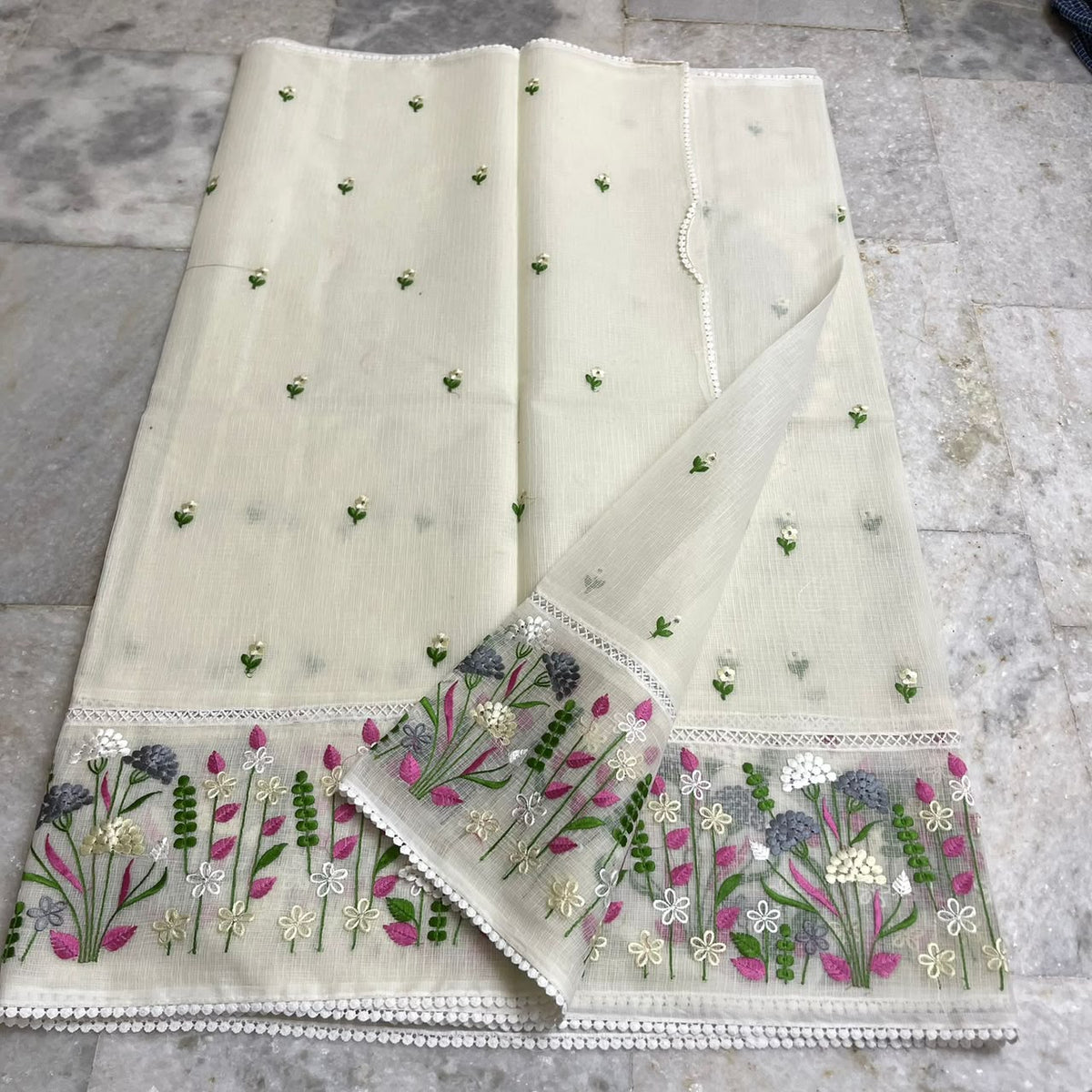 Kota soft cotton with crochet lace work