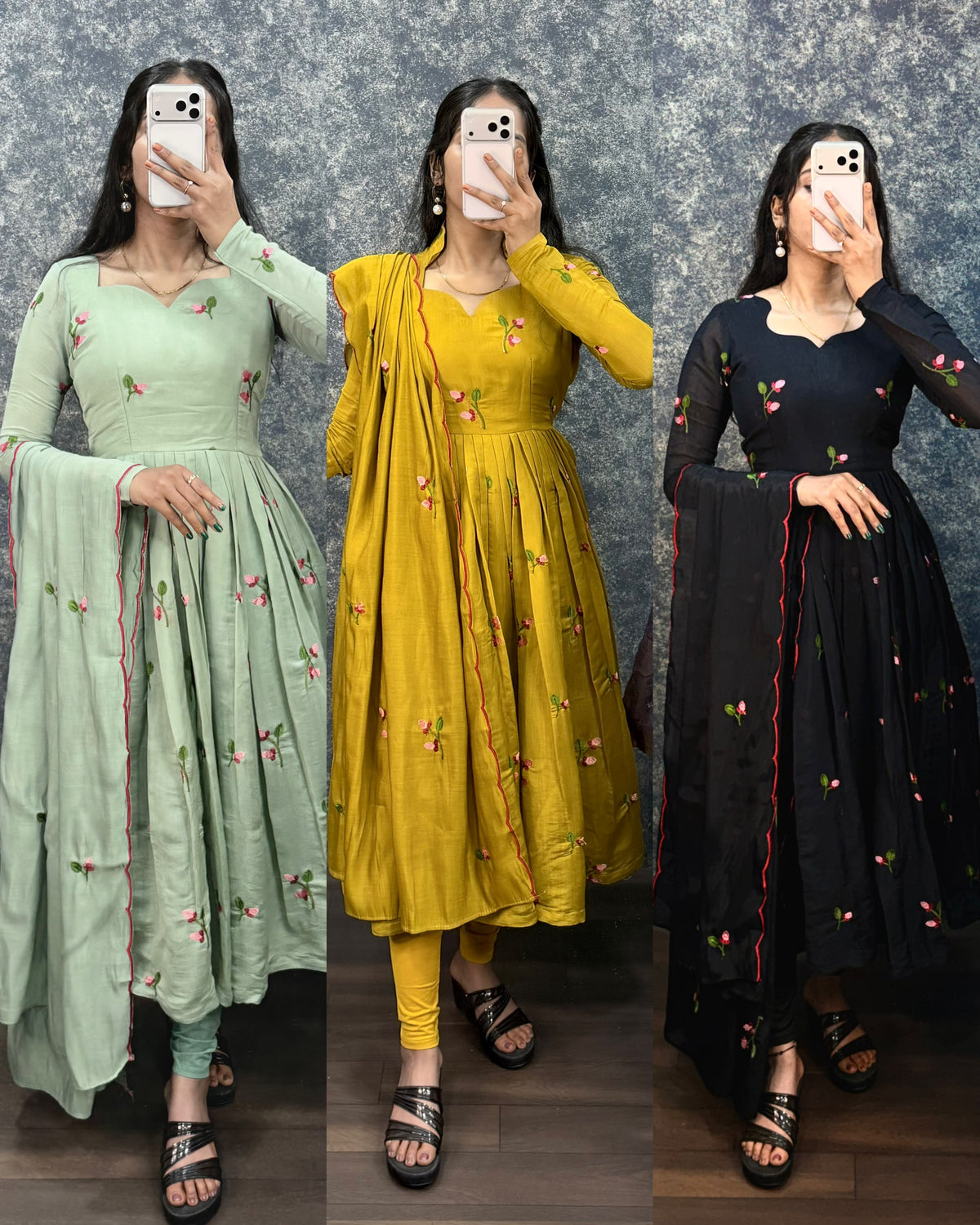 Premium South Mull Chanderi Anarkali with Dupatta