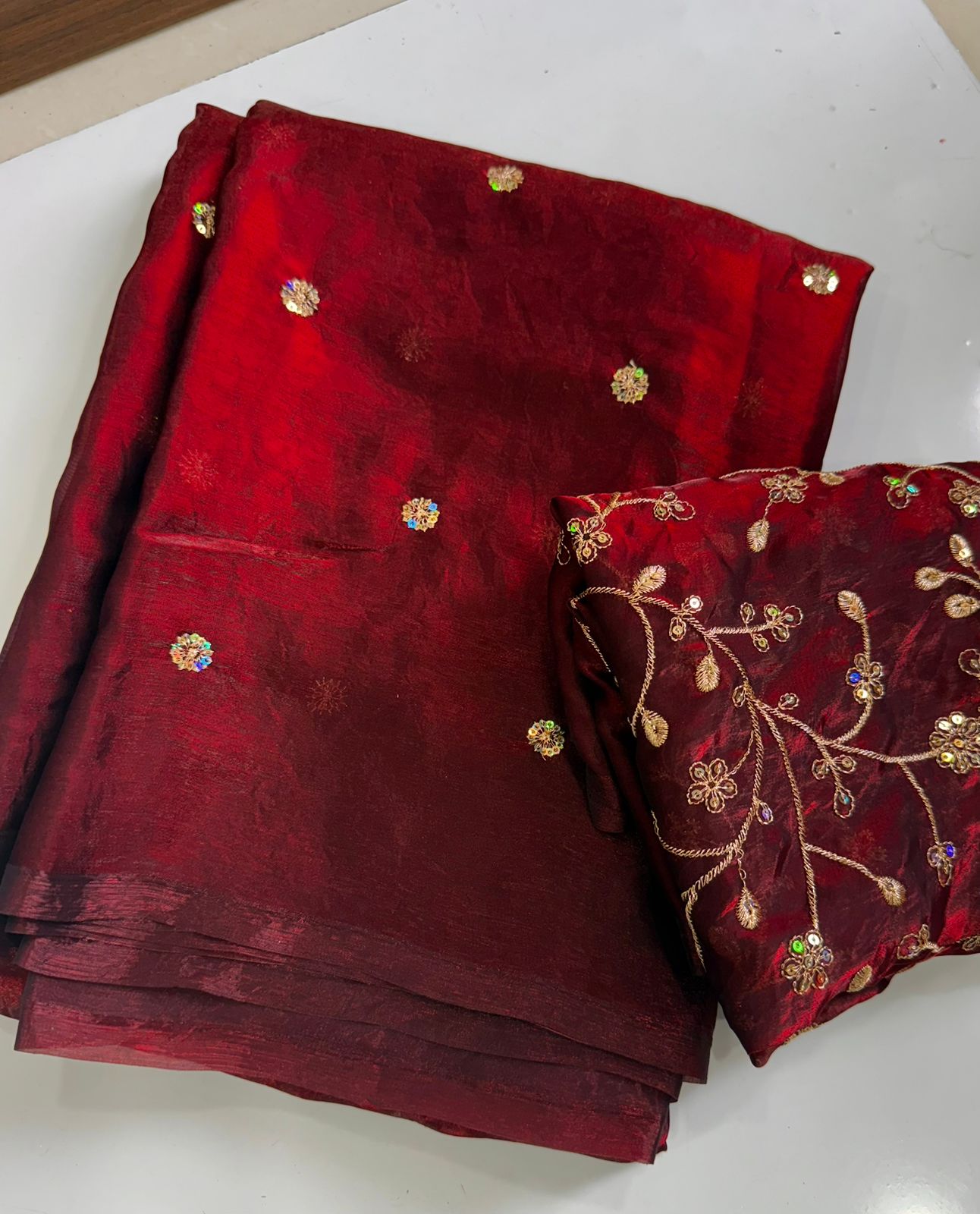 Soft Satin Sequence Work Saree