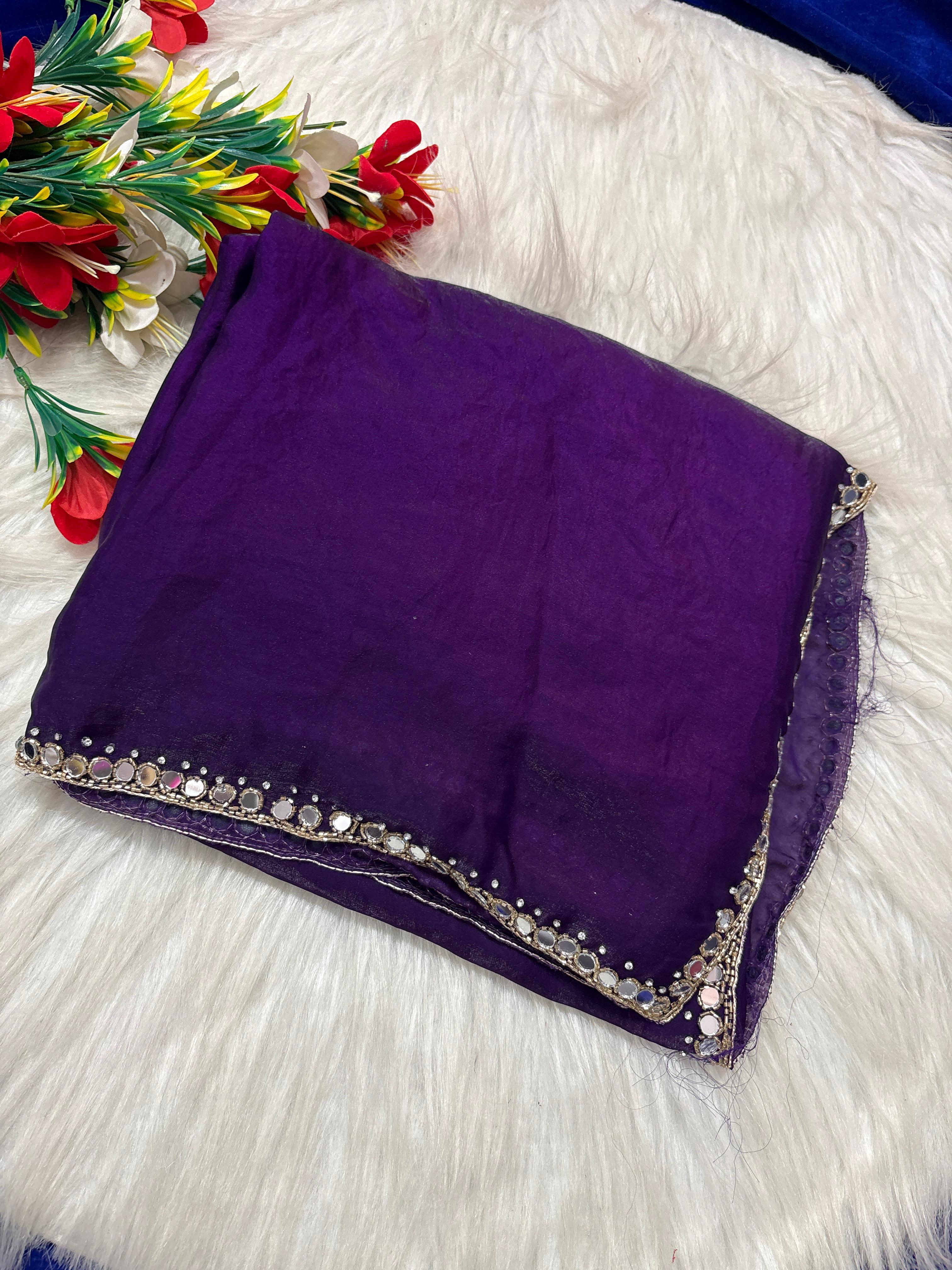 Cocktail mirror work sarees