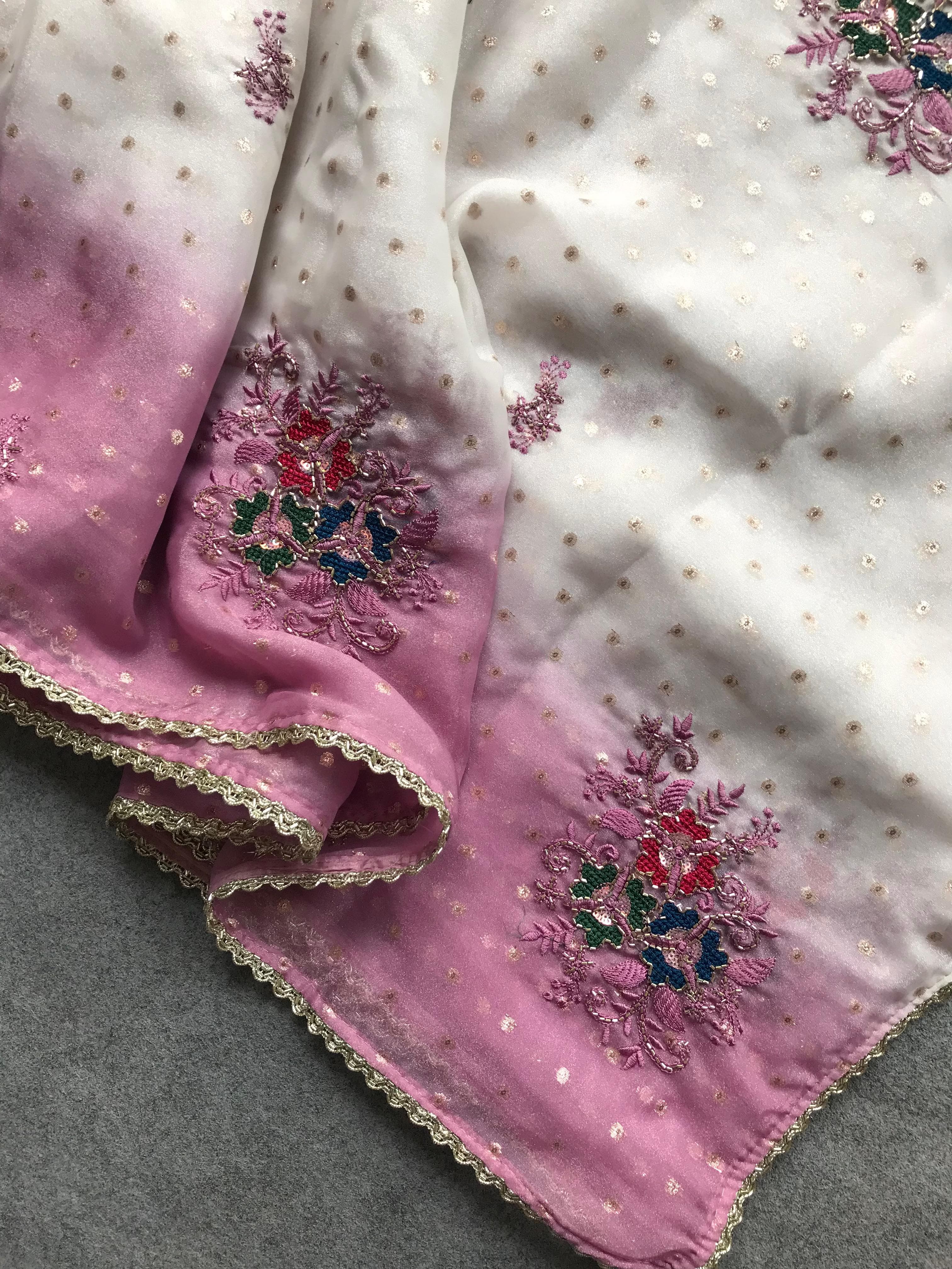 Designer Glass Organza Silk Sarees