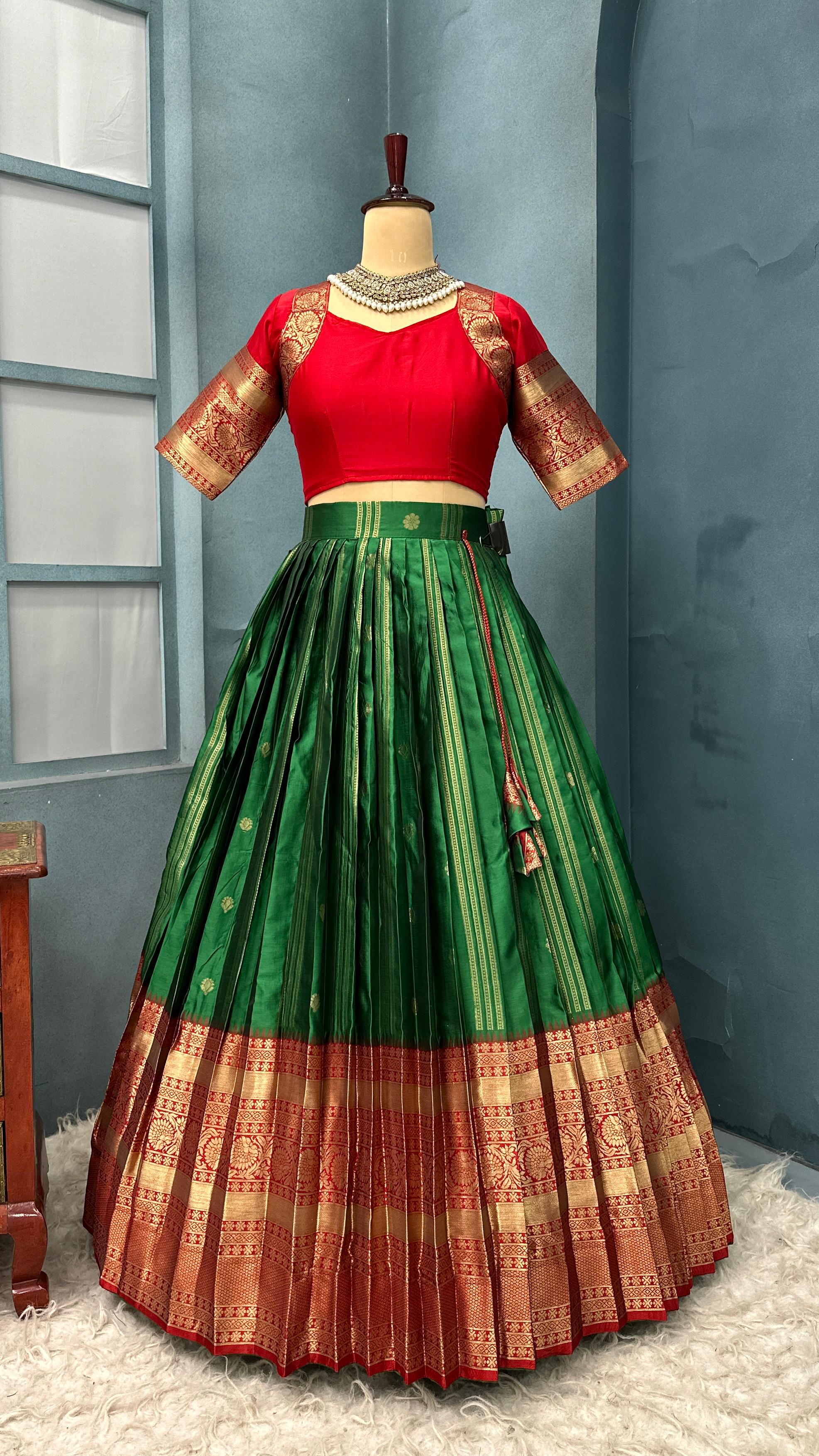 Premium Quality Fully Stitched Kanjivaram Silk Lehanga