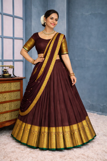 Premium Cotton Silk Fully Stitched Lehenga