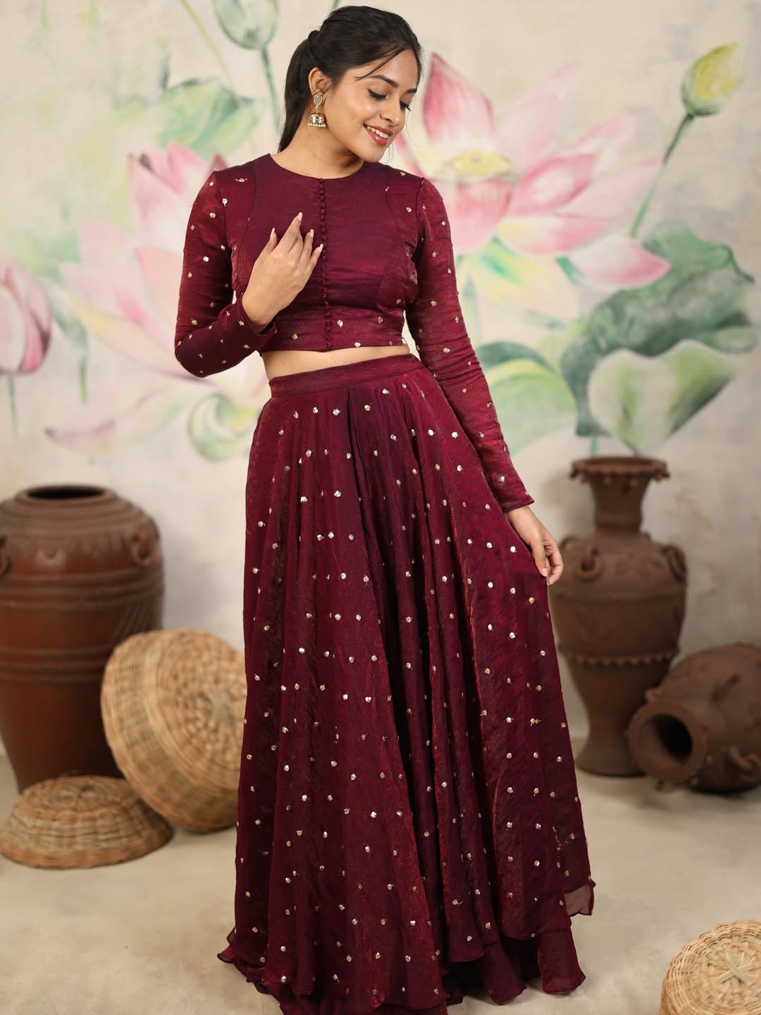 Soft Space Silk Sequence Embroidery Lehenga with Beautiful Stitched Blouse
