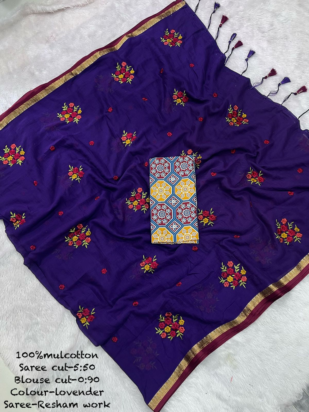 Pure Mul Cotton Sarees with Embroidery