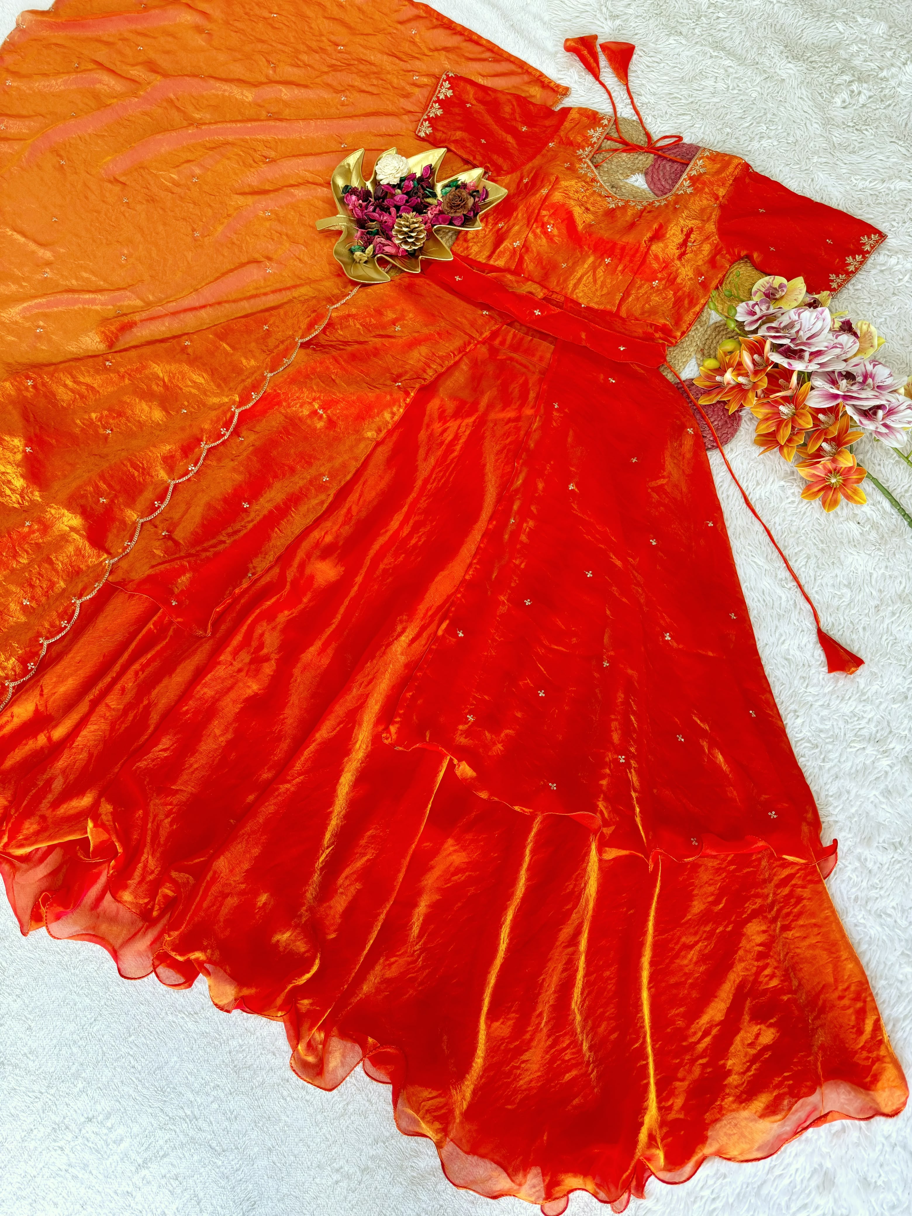 Beautiful Heavy Space Silk Lehenga Choli with Set Double Frill