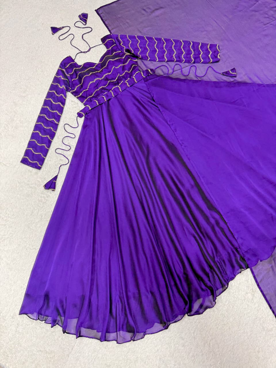 Designer Rangoli Silk Gowns with Beads Sequence Work