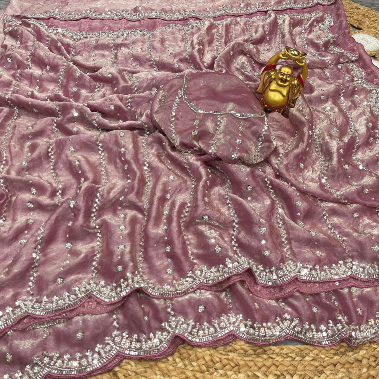 Space Silk Saree with Premium Beads Handwork