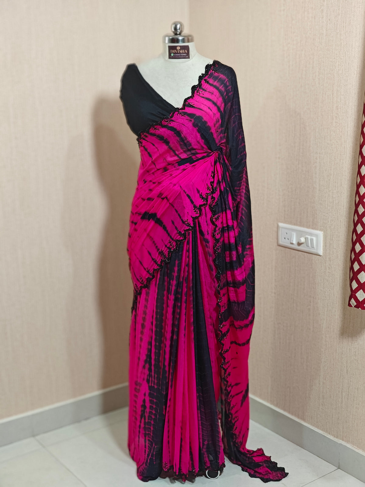 Pure Dyeable Chinon Sarees with Shibori design & Cutdana Border