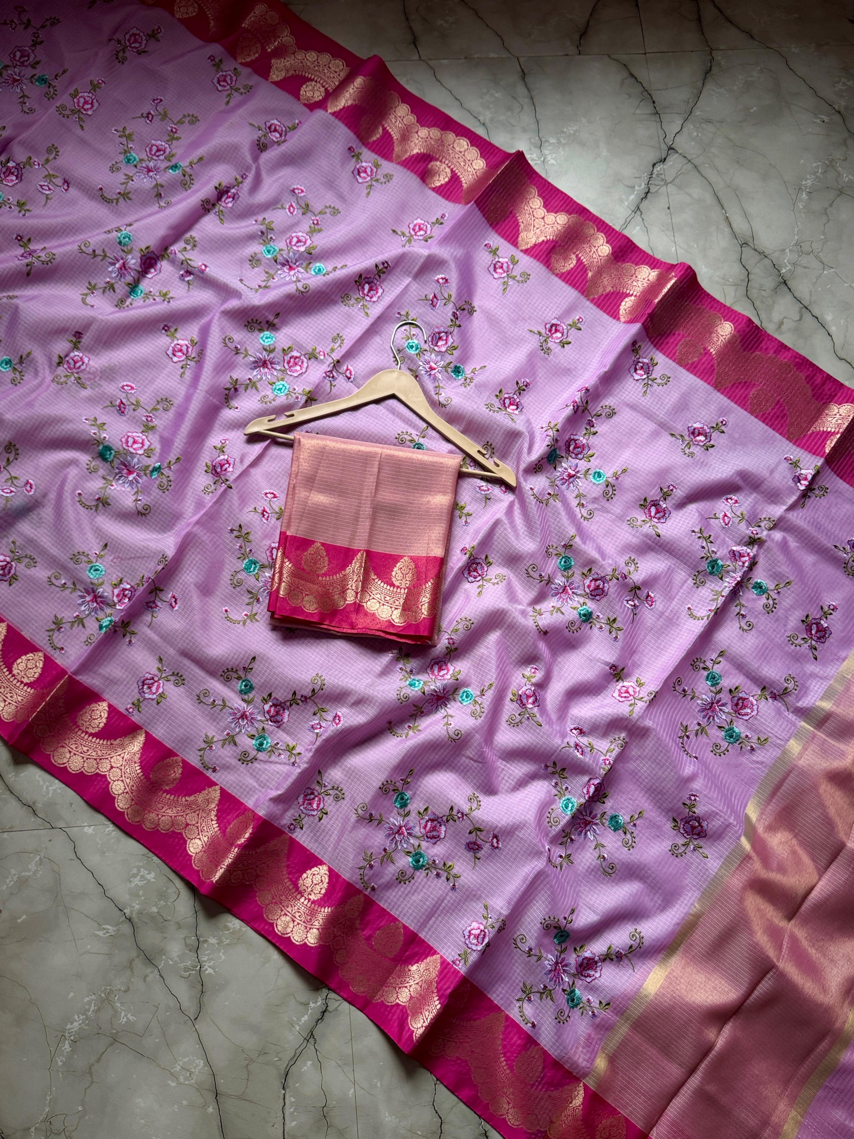 Banarasi Kota saree with embroidery