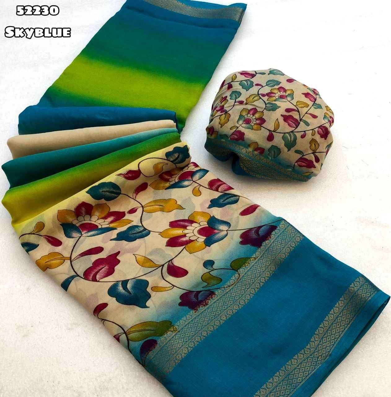 Chiffon shaded saree with floral print