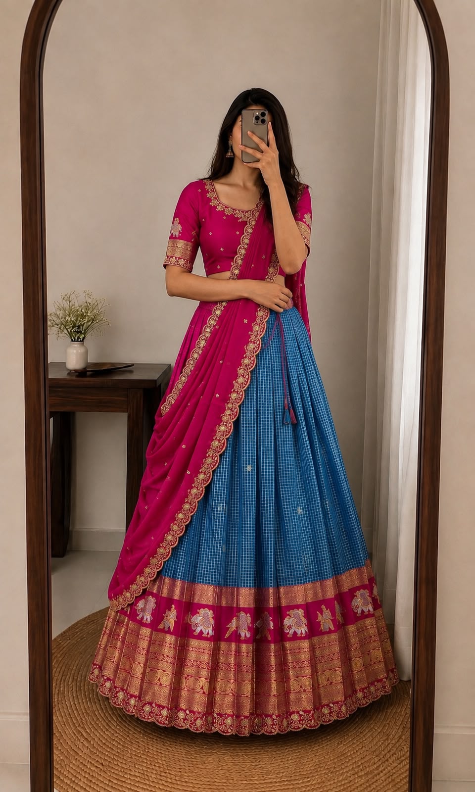 Designer Premium Fully Stitched Kanjivaram Silk Lehanga