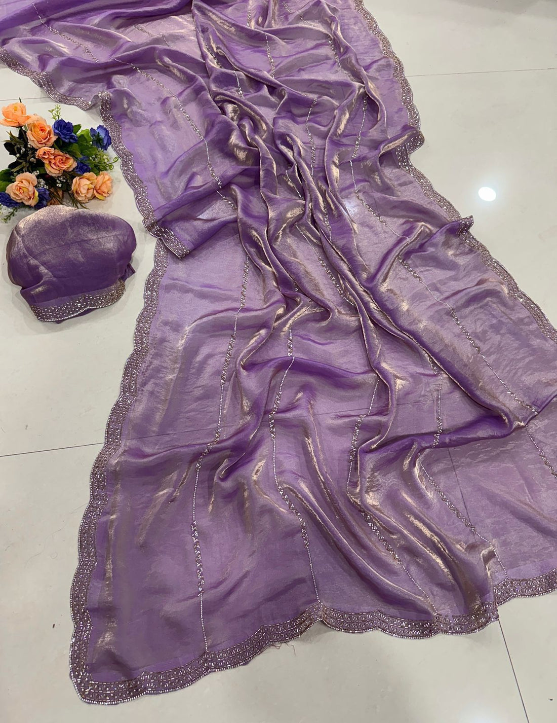 Trendy Space Sattin Silk Saree