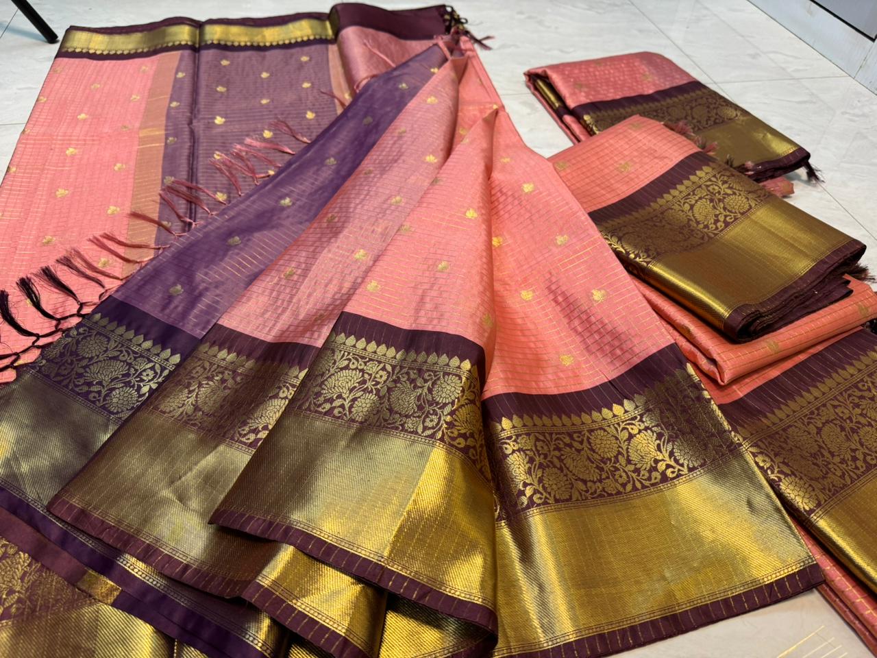 Premium Vintage Banarasi Semi Gadwal Soft Silk Sarees