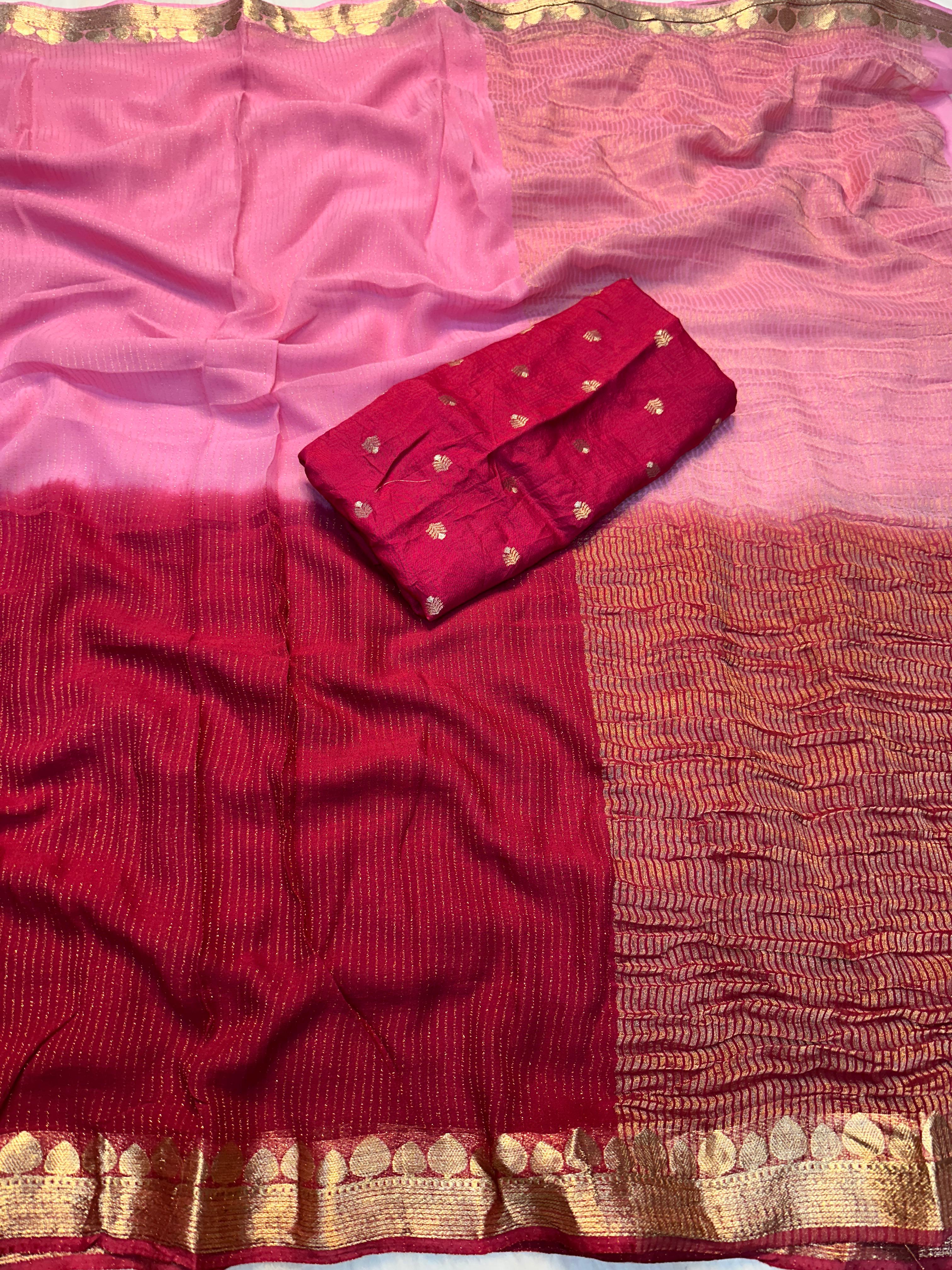 Pure Soft Viscose Weaving Jacquard Sarees with matching blouse
