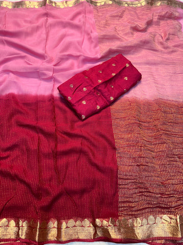 Pure Soft Viscose Weaving Jacquard Sarees with matching blouse