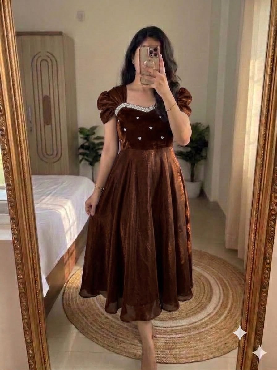 Premium Space Silk Handwork Maxi Gown