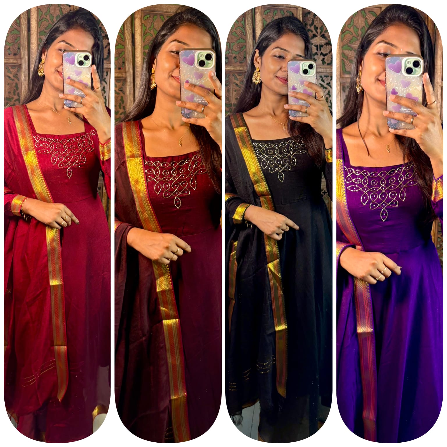 Soft Vichitra Silk Gowns from Small to 3XL