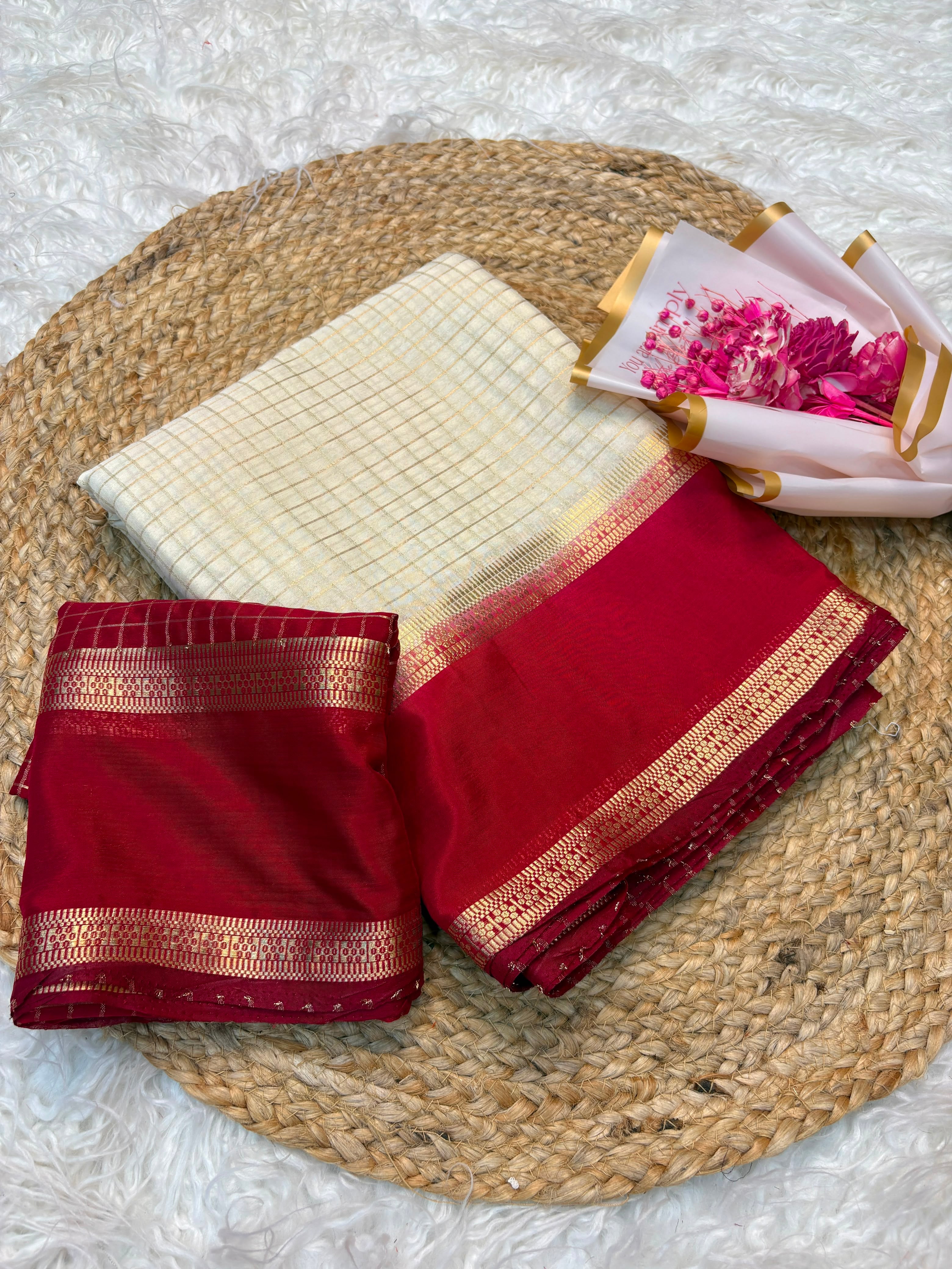 Chinnon Saree with Weaving Chex