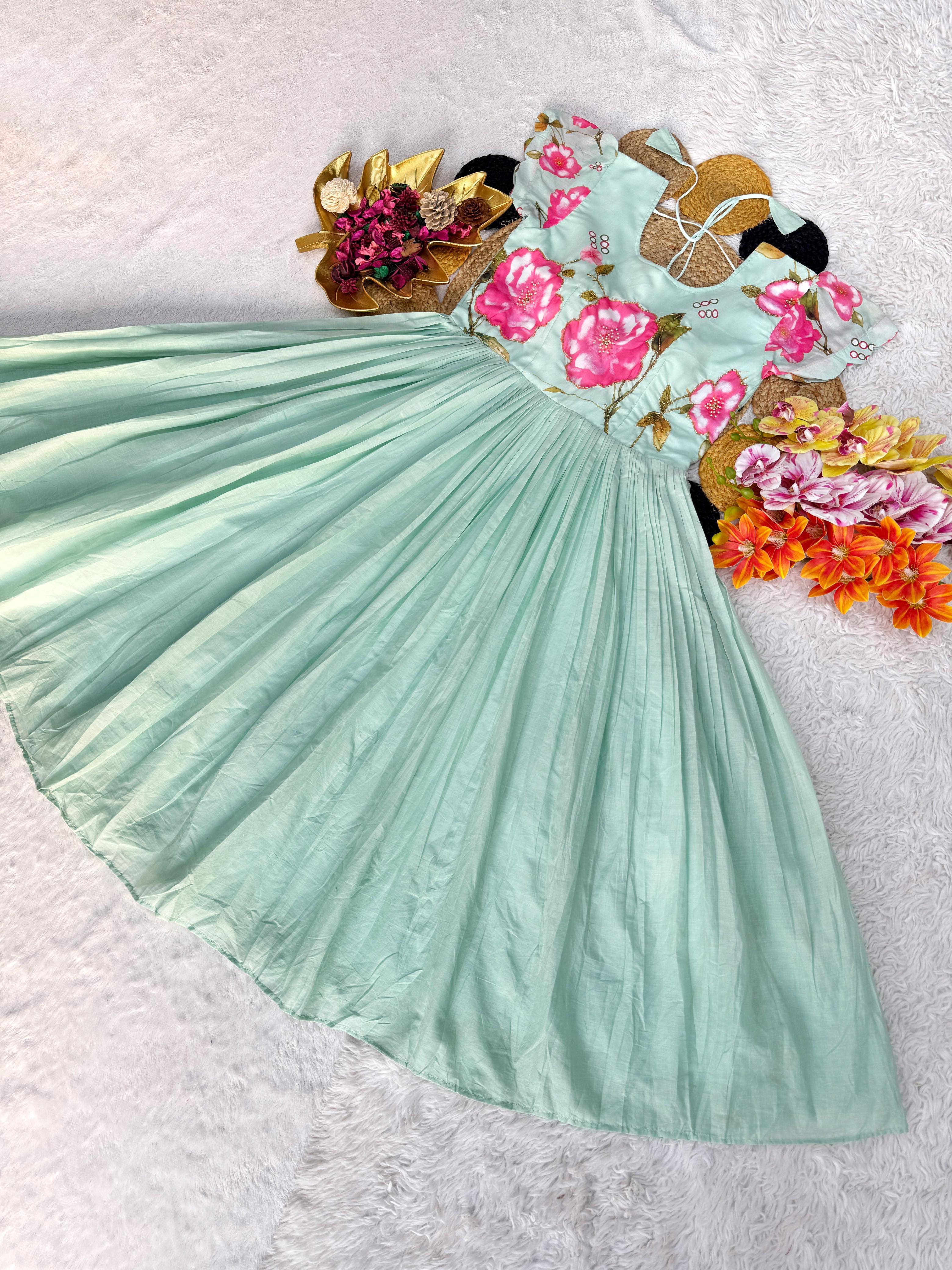 Mul Mul Cotton Maggam Work Dress