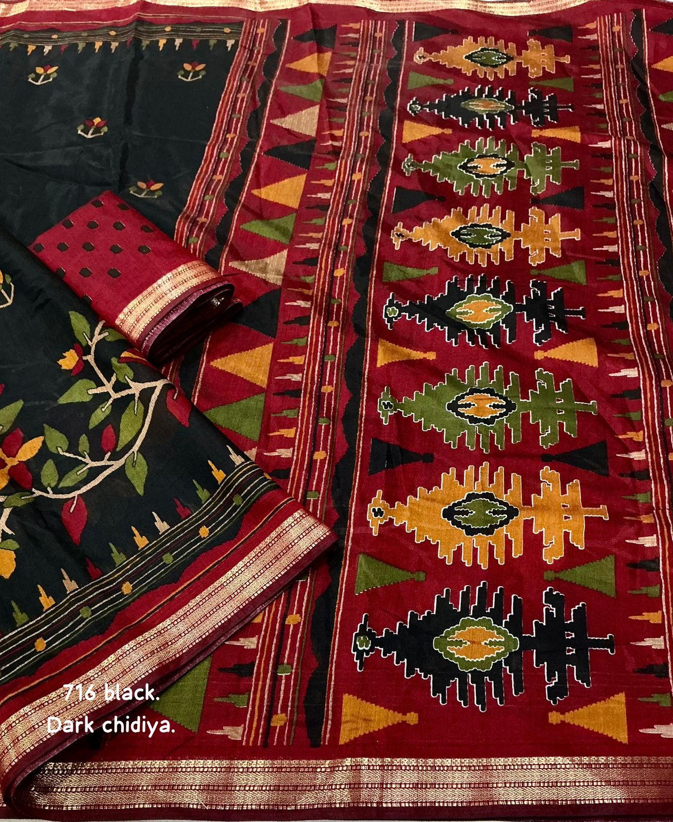 Pure Mangalagiri Style  Kalamkari Cotton Saree