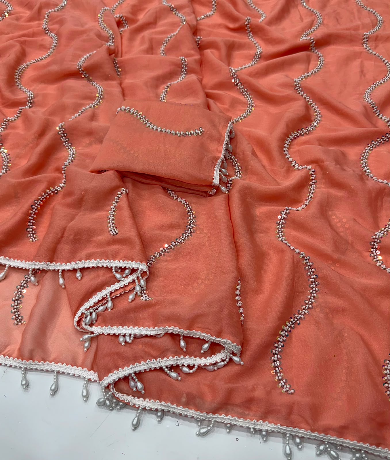 Georgette maggam work sarees