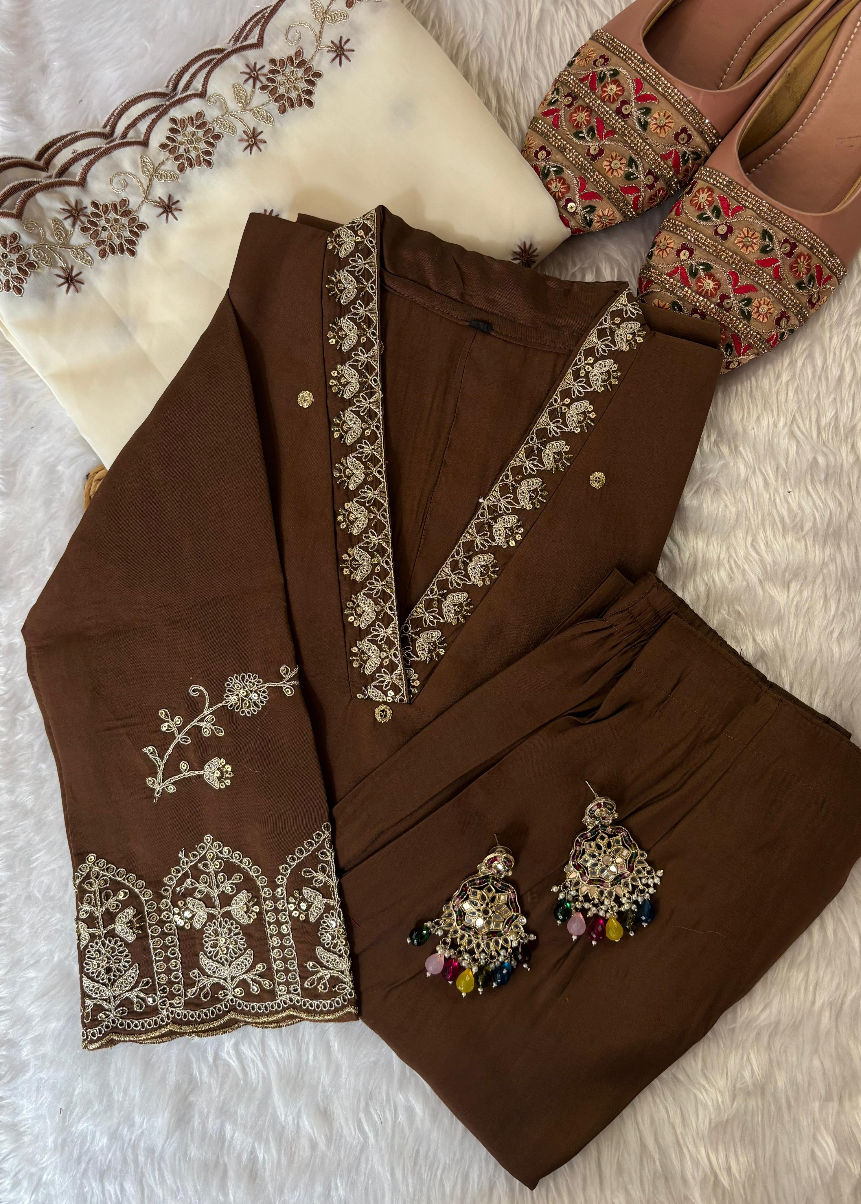 Partywear 3 piece kurti set