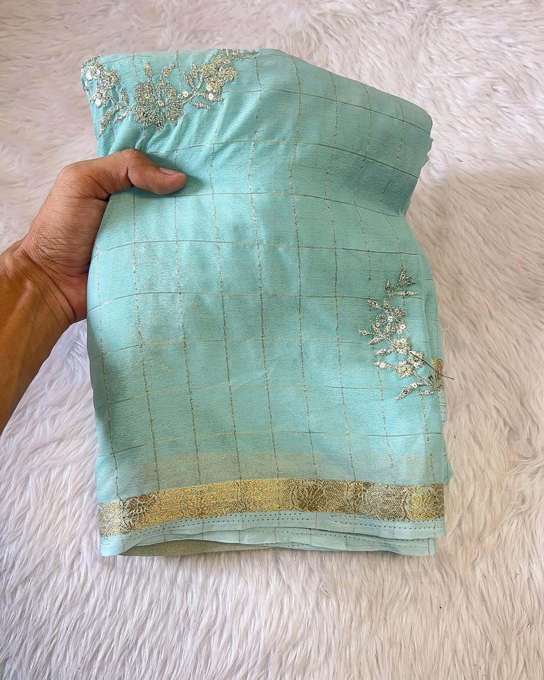 Chinnon viscose chex with jewel work