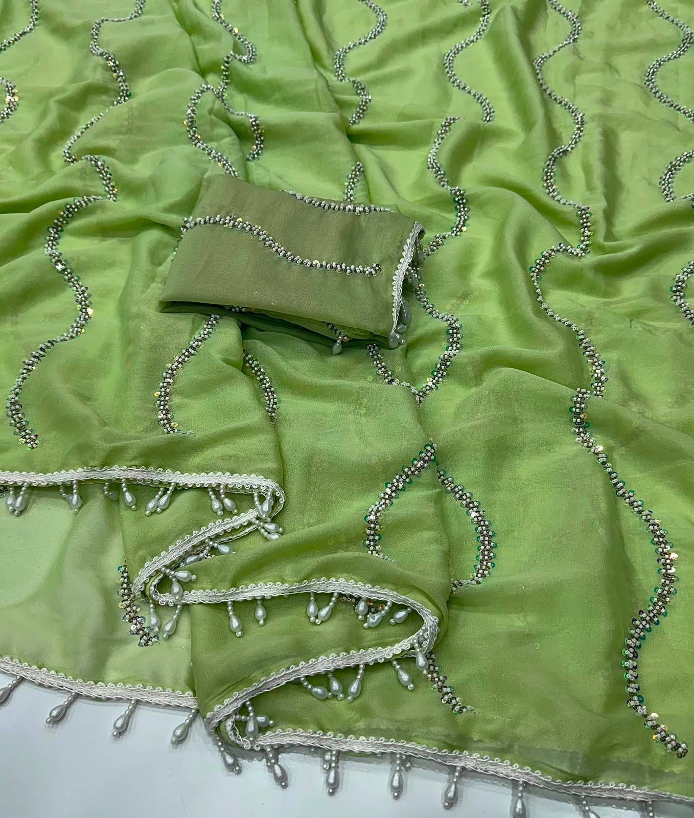 Georgette maggam work sarees