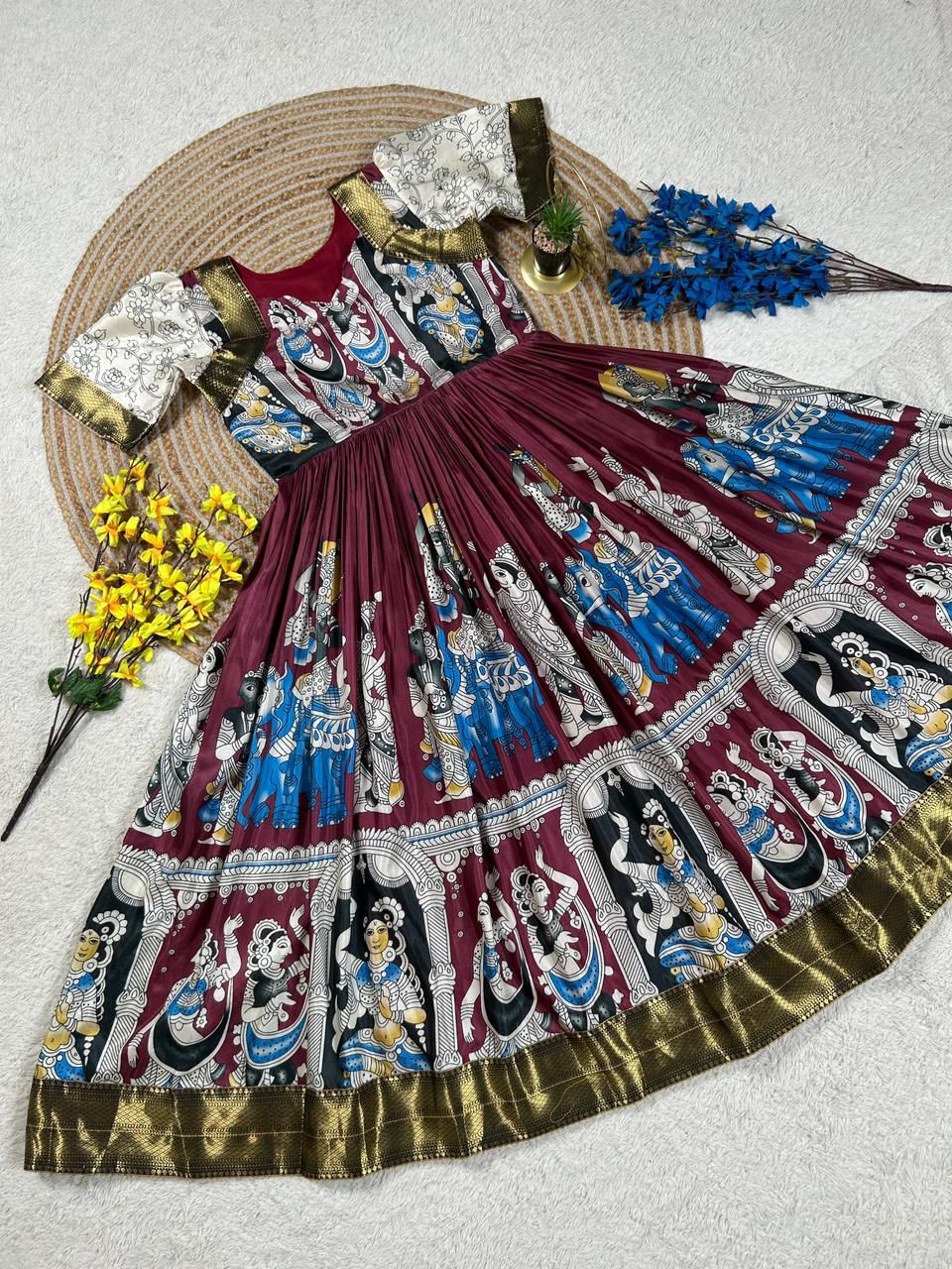 Premium Muslin Cotton Kalamkari Gowns