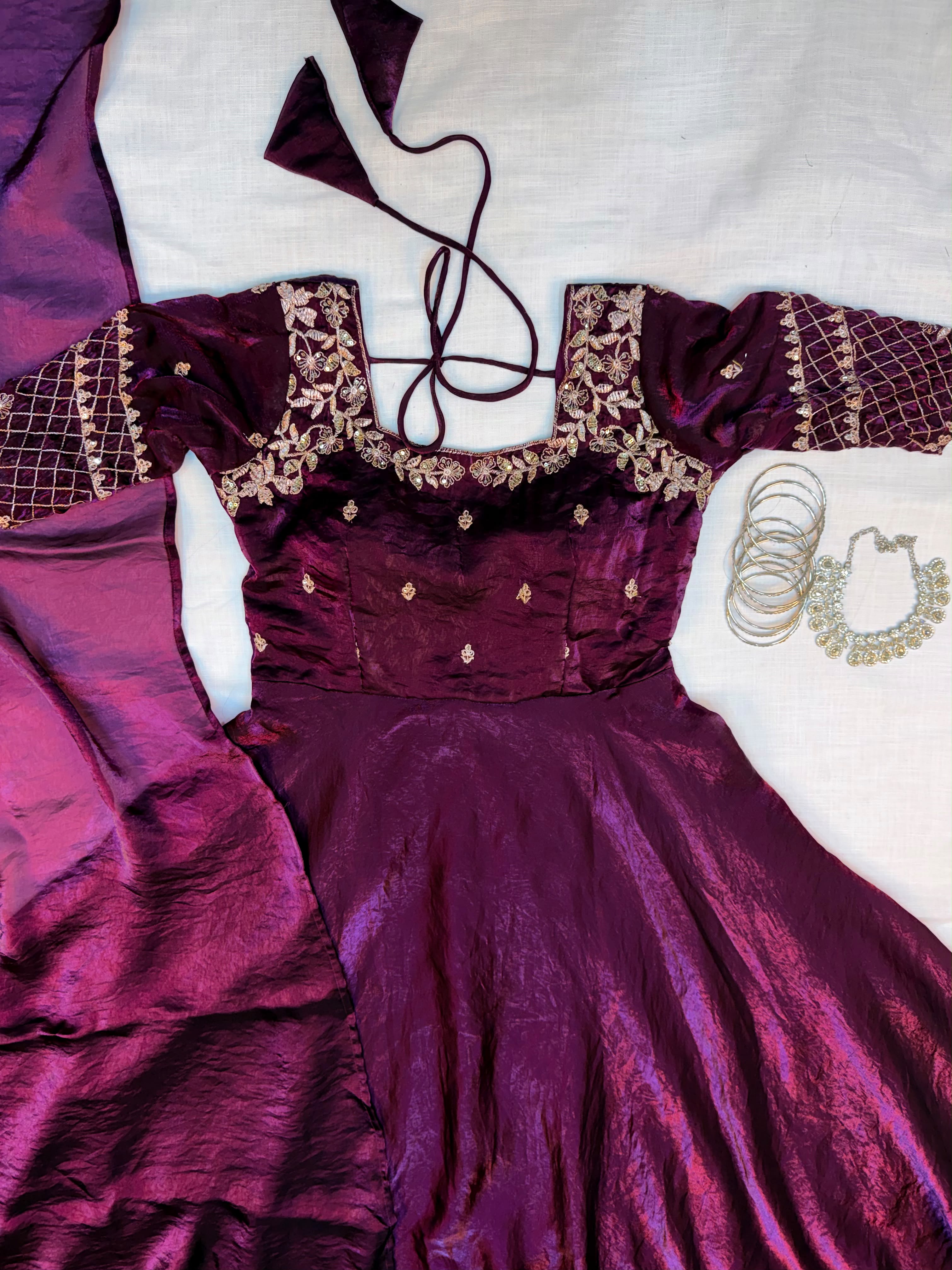 Premium Embroidery Sequence Gown with Dupatta
