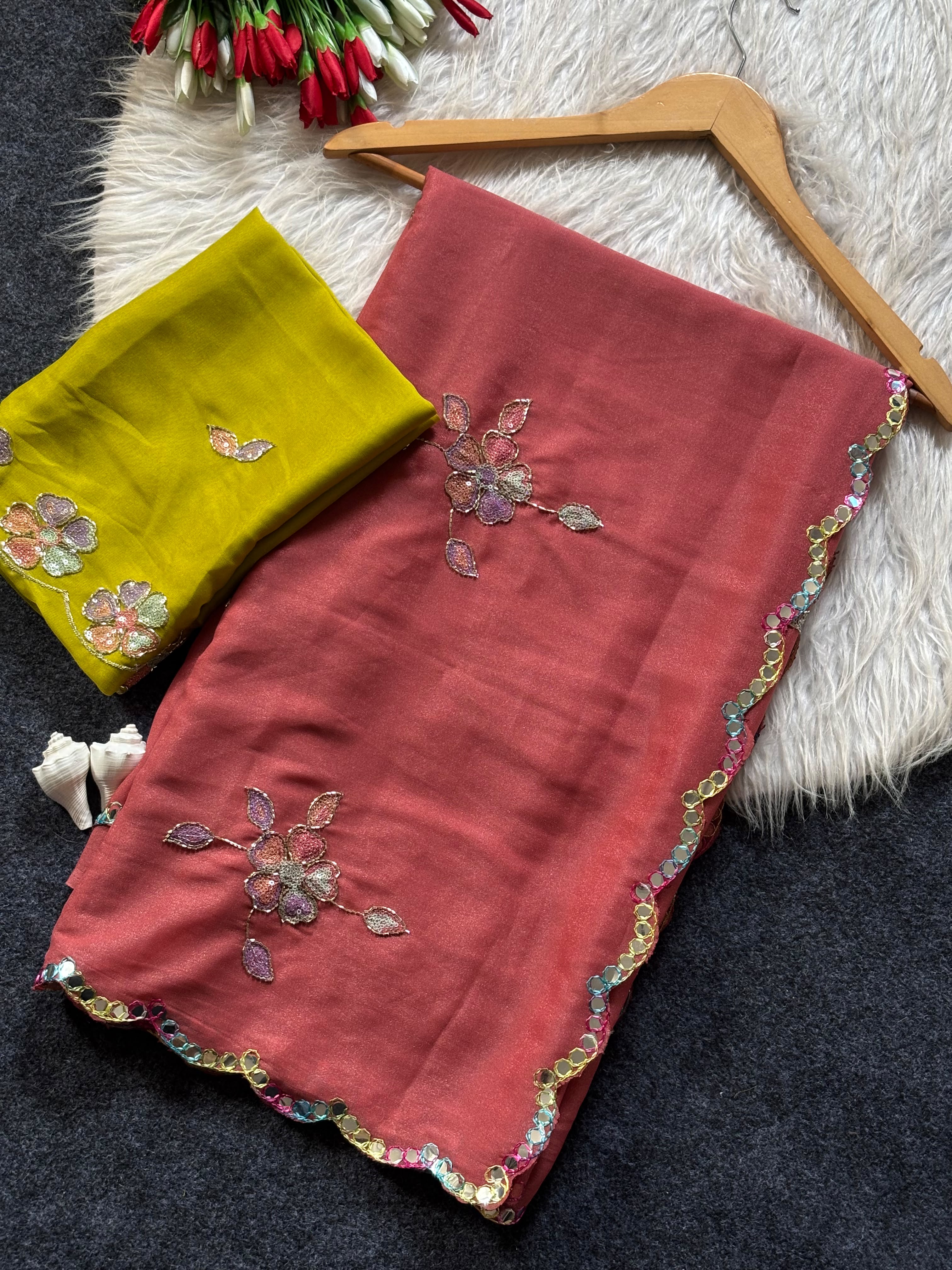 TRENDING EMBROIDERY STAR GEORGETTE WORK SAREE