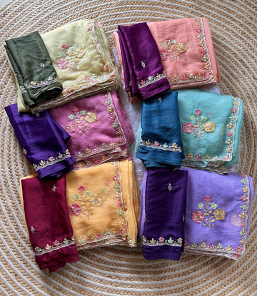 Pure Soft Wari Work Chiffon Silk Sarees